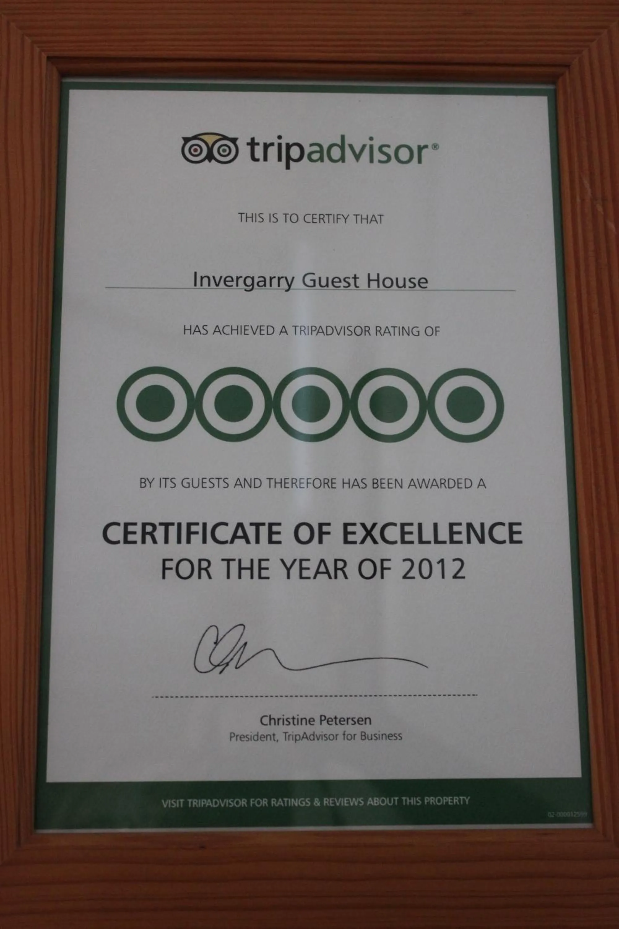 Certificate/Award in Invergarry Room Only Guest House For Adults
