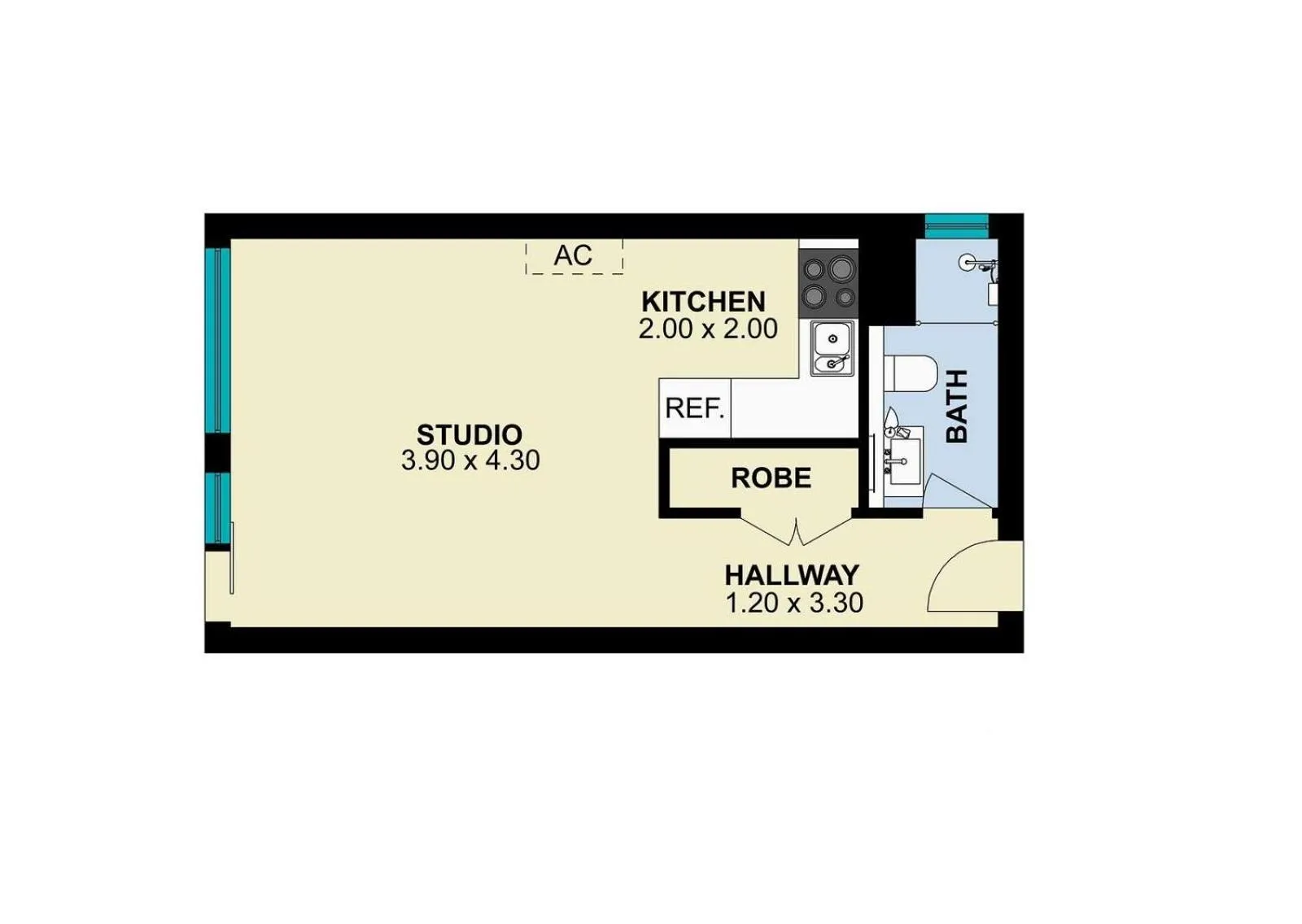 Floor plan in SoYa on Davis Apartment Hotel