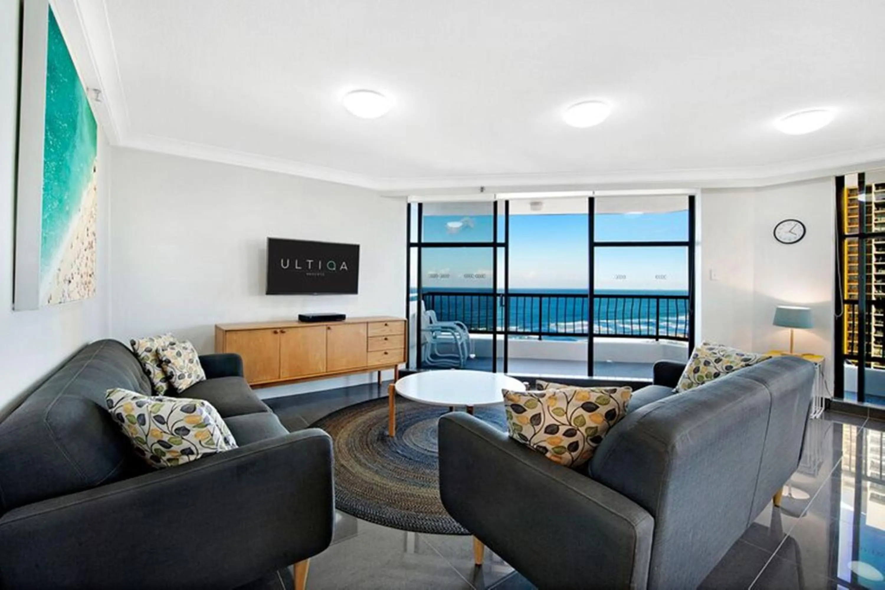 Living room in ULTIQA Beach Haven on Broadbeach