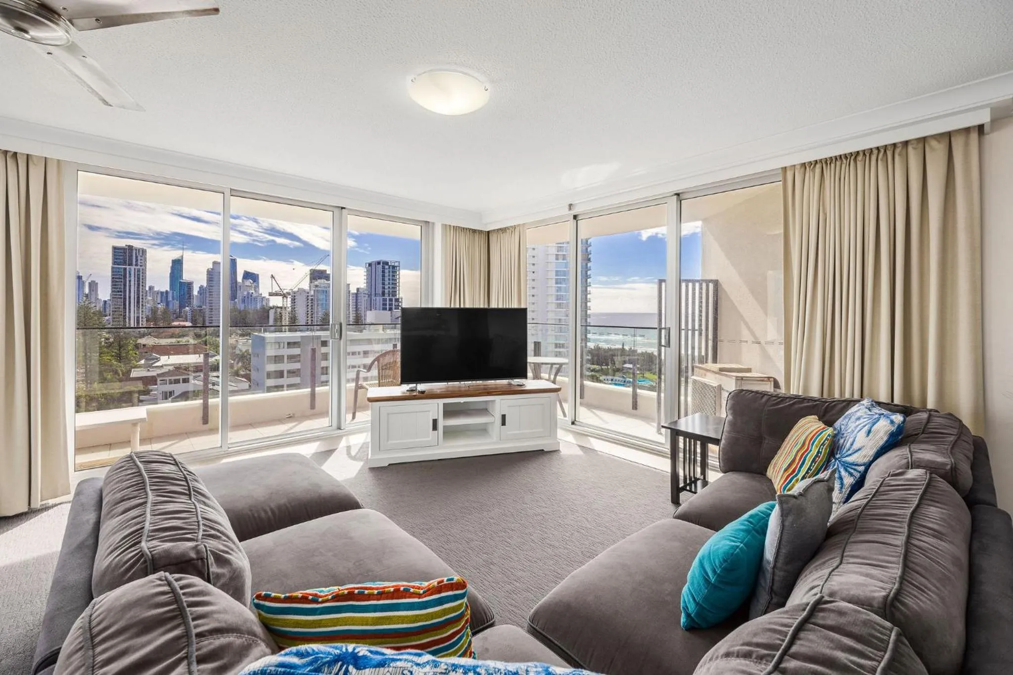 Living room in ULTIQA Beach Haven on Broadbeach