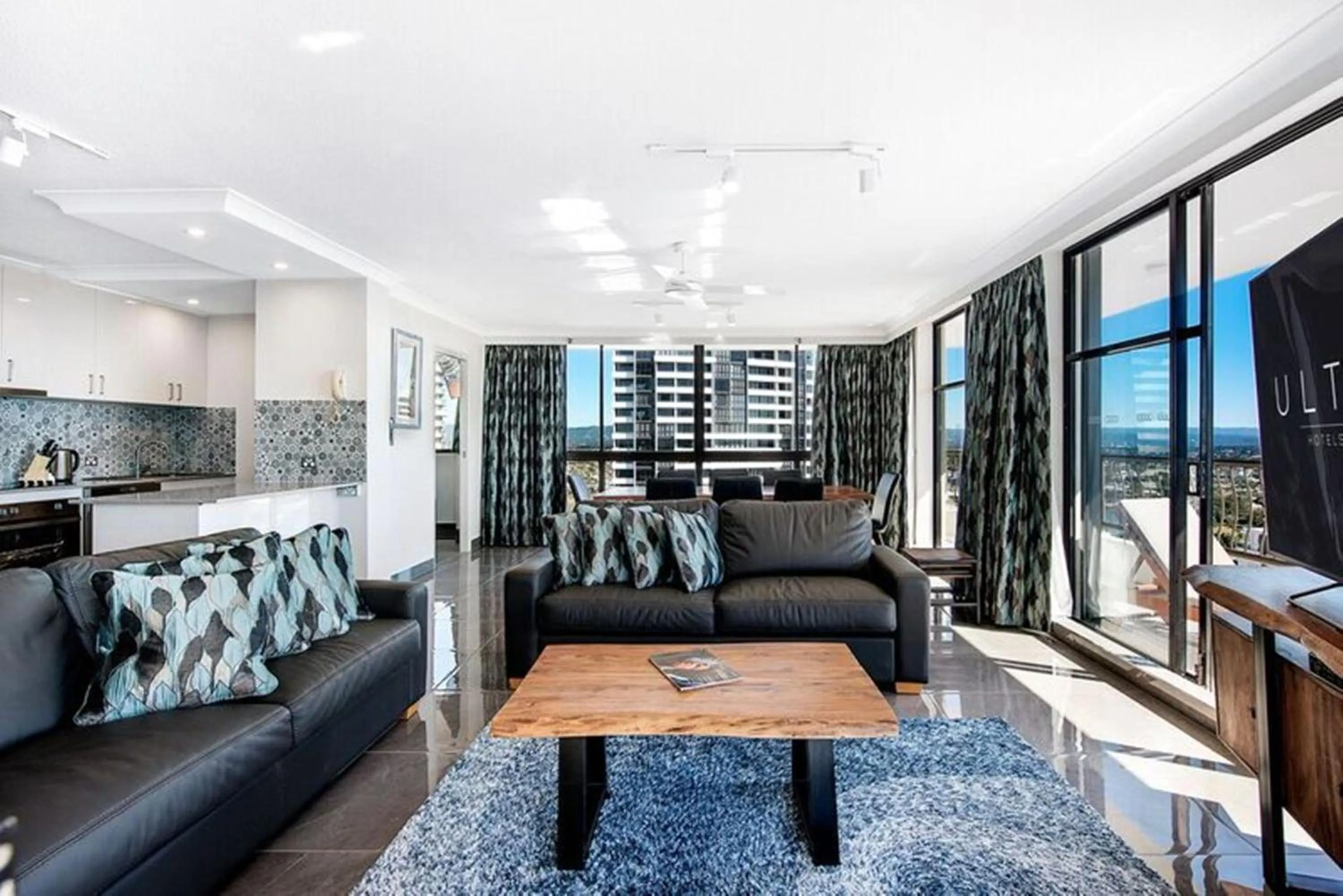 Living room in ULTIQA Beach Haven on Broadbeach