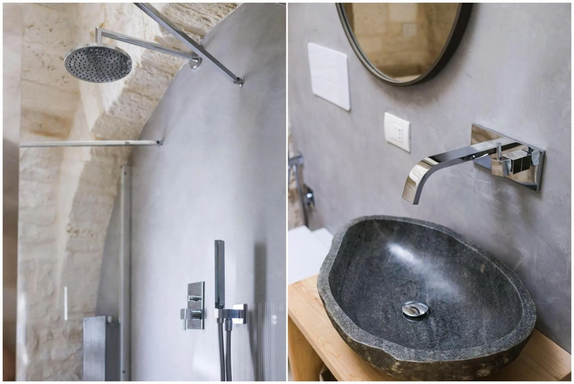 Shower in Hermanas Relais - trulli luxury