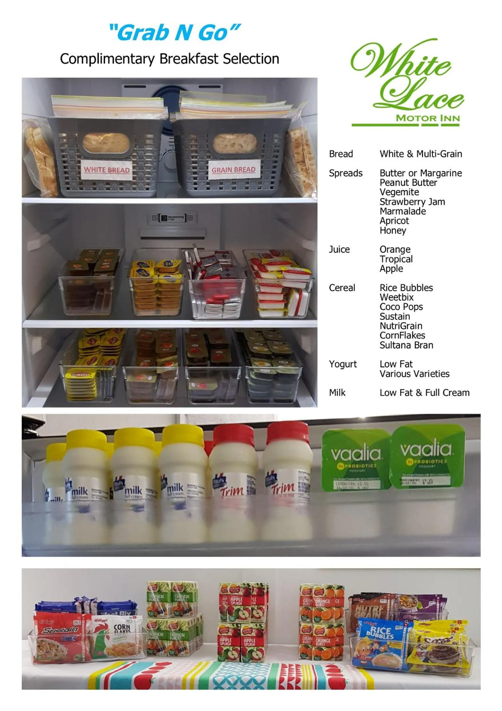 Food and drinks in White Lace Motor Inn