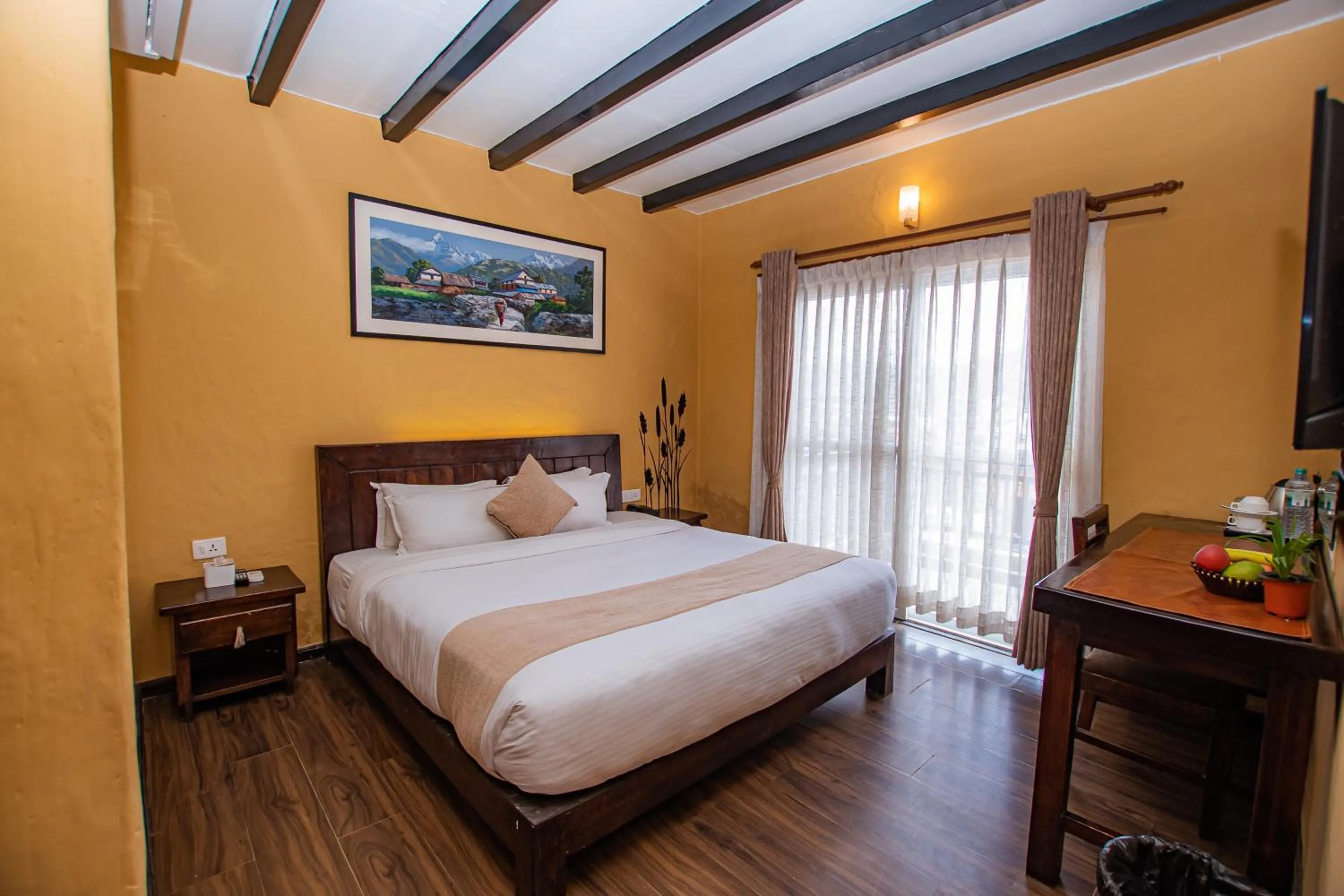 Bed in Pokhara Boutique Hotel
