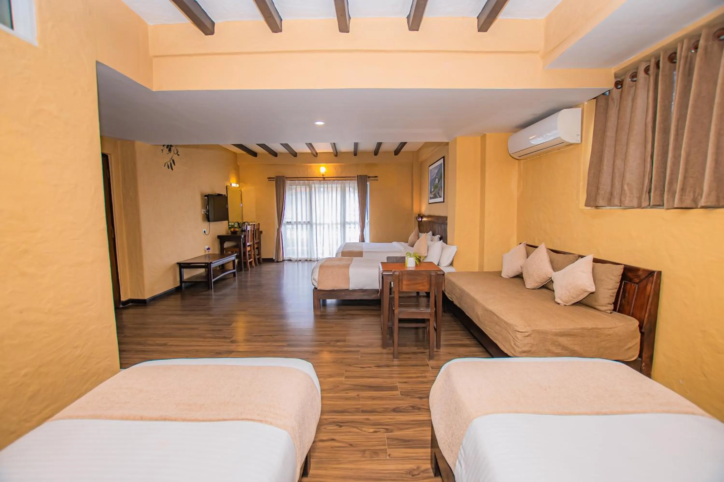 Bed in Pokhara Boutique Hotel