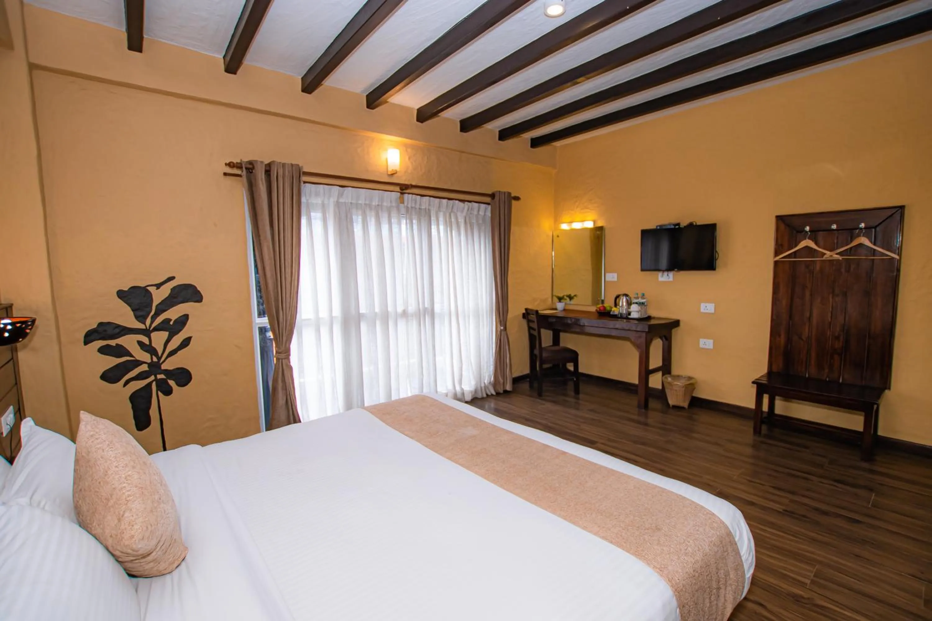 Bed in Pokhara Boutique Hotel