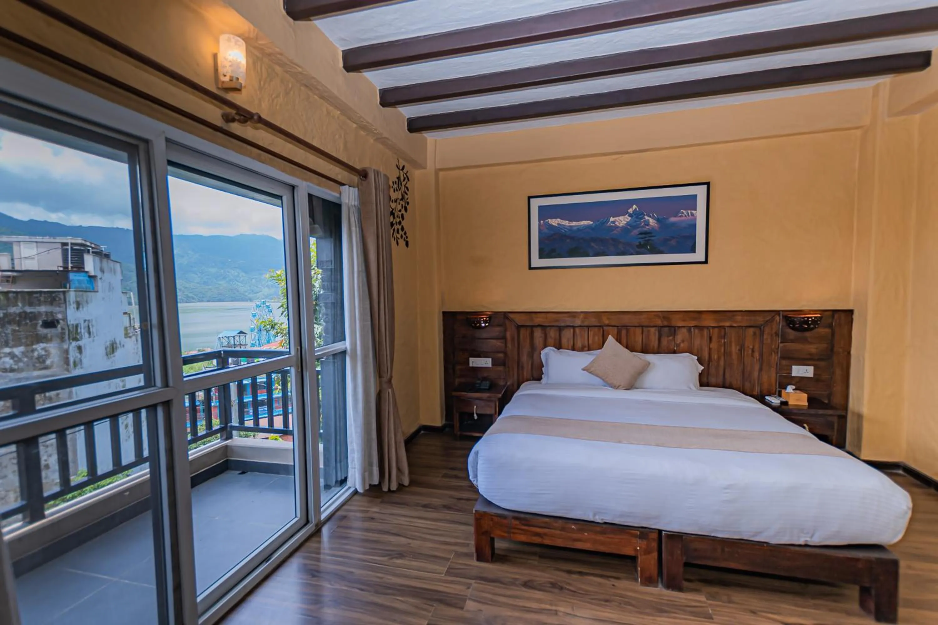 Balcony/Terrace, Bed in Pokhara Boutique Hotel