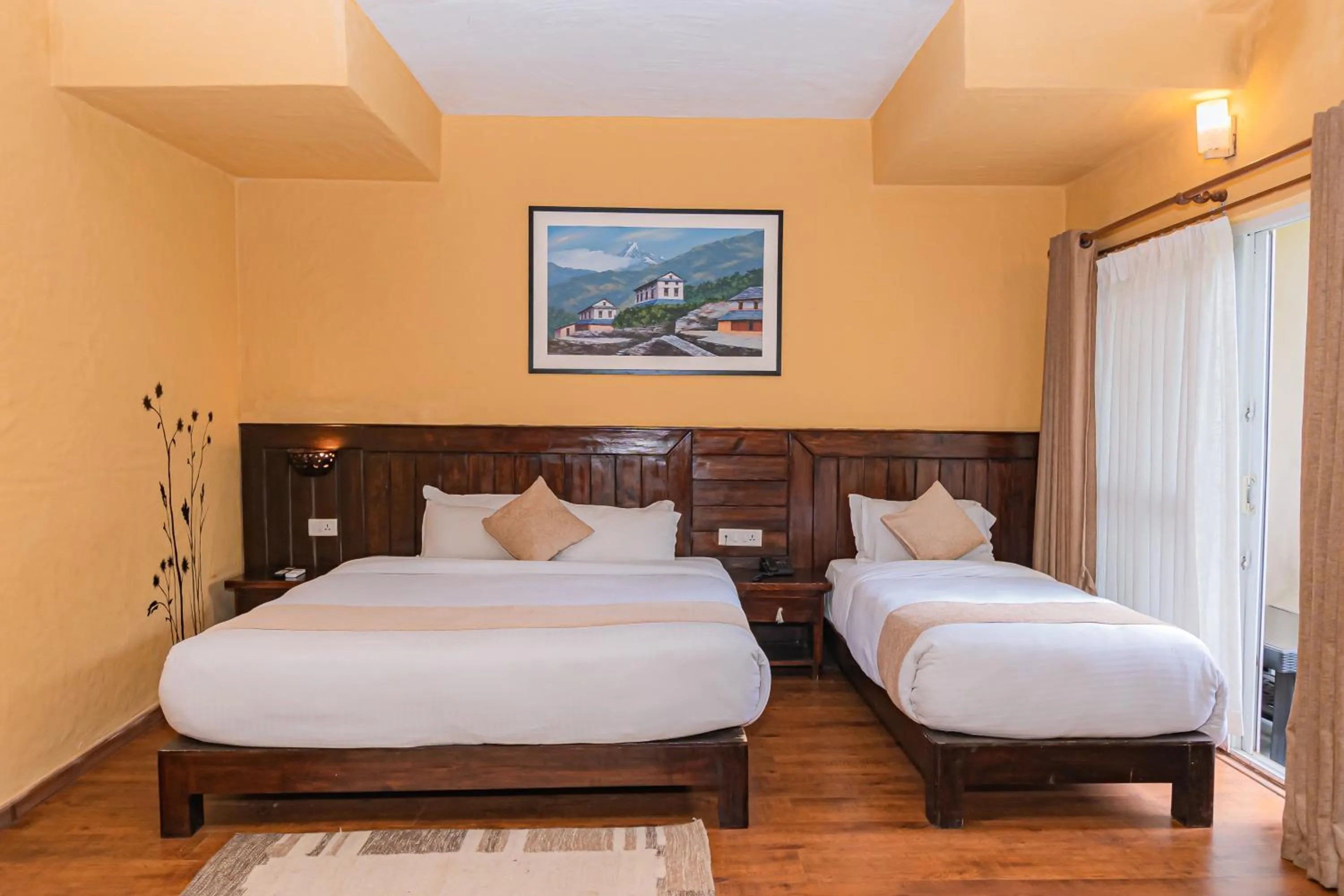 Bed in Pokhara Boutique Hotel