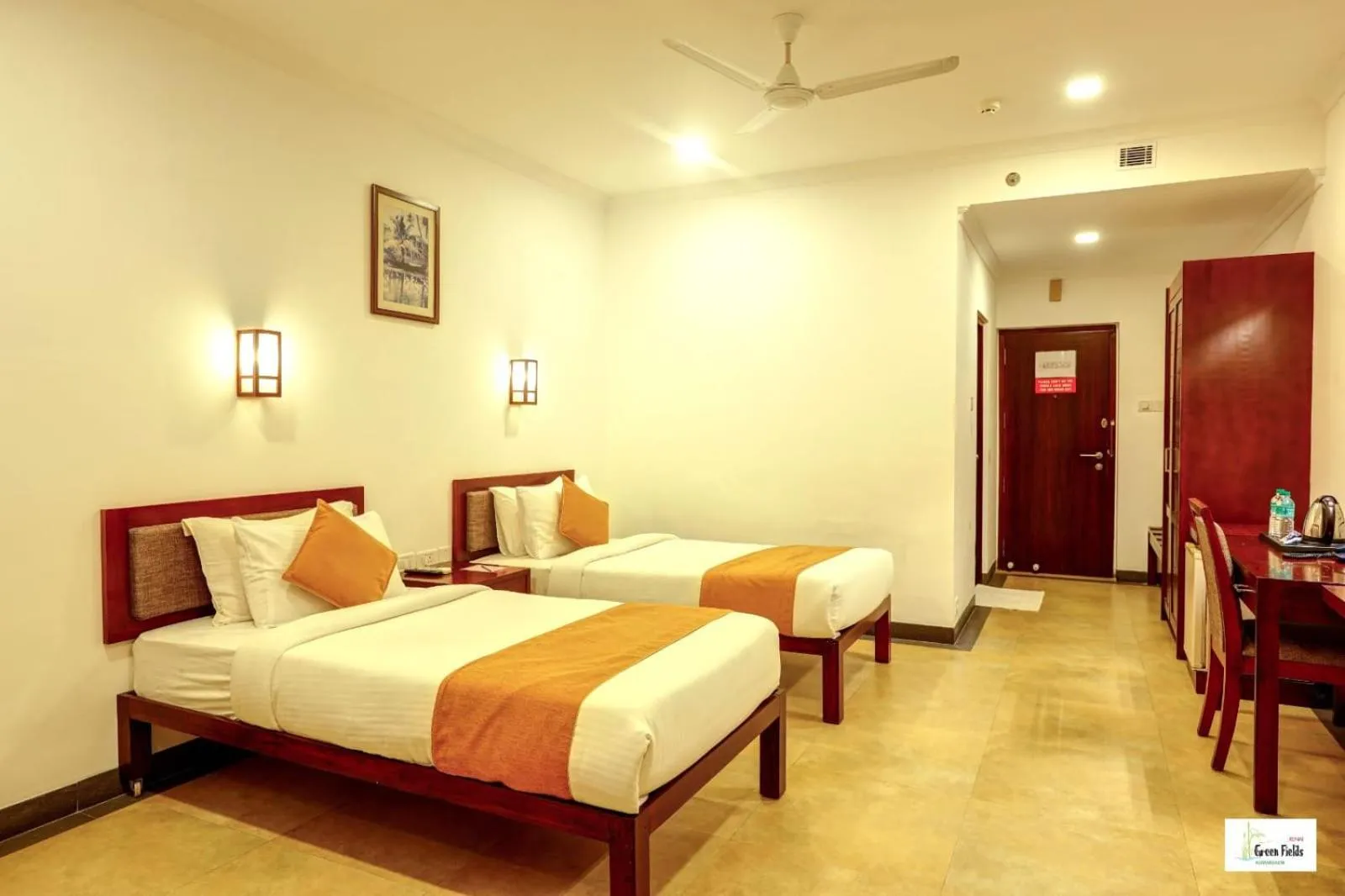 Bedroom, Bed in Green Fields Kumarakom