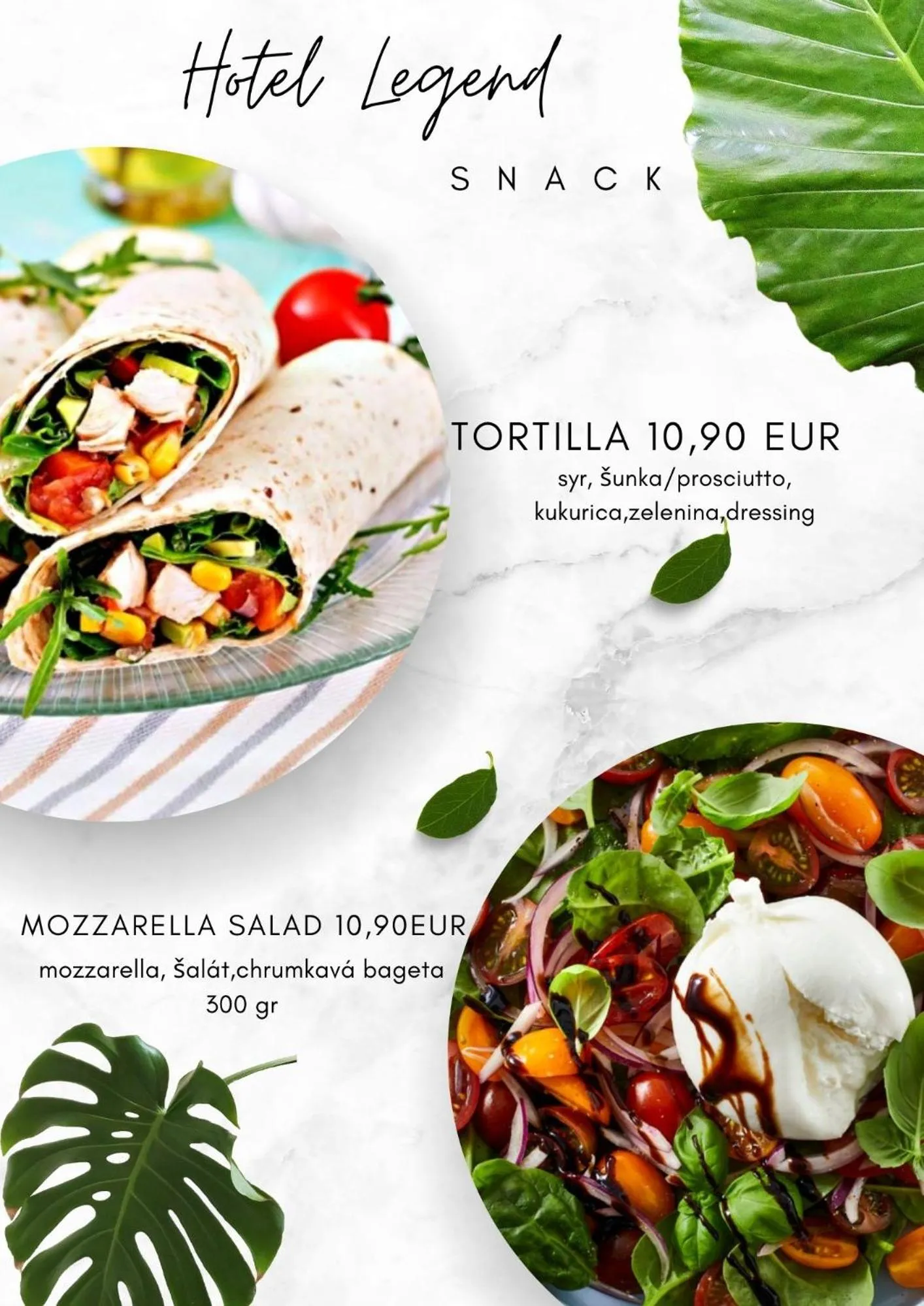 Food and drinks in Hotel Legend