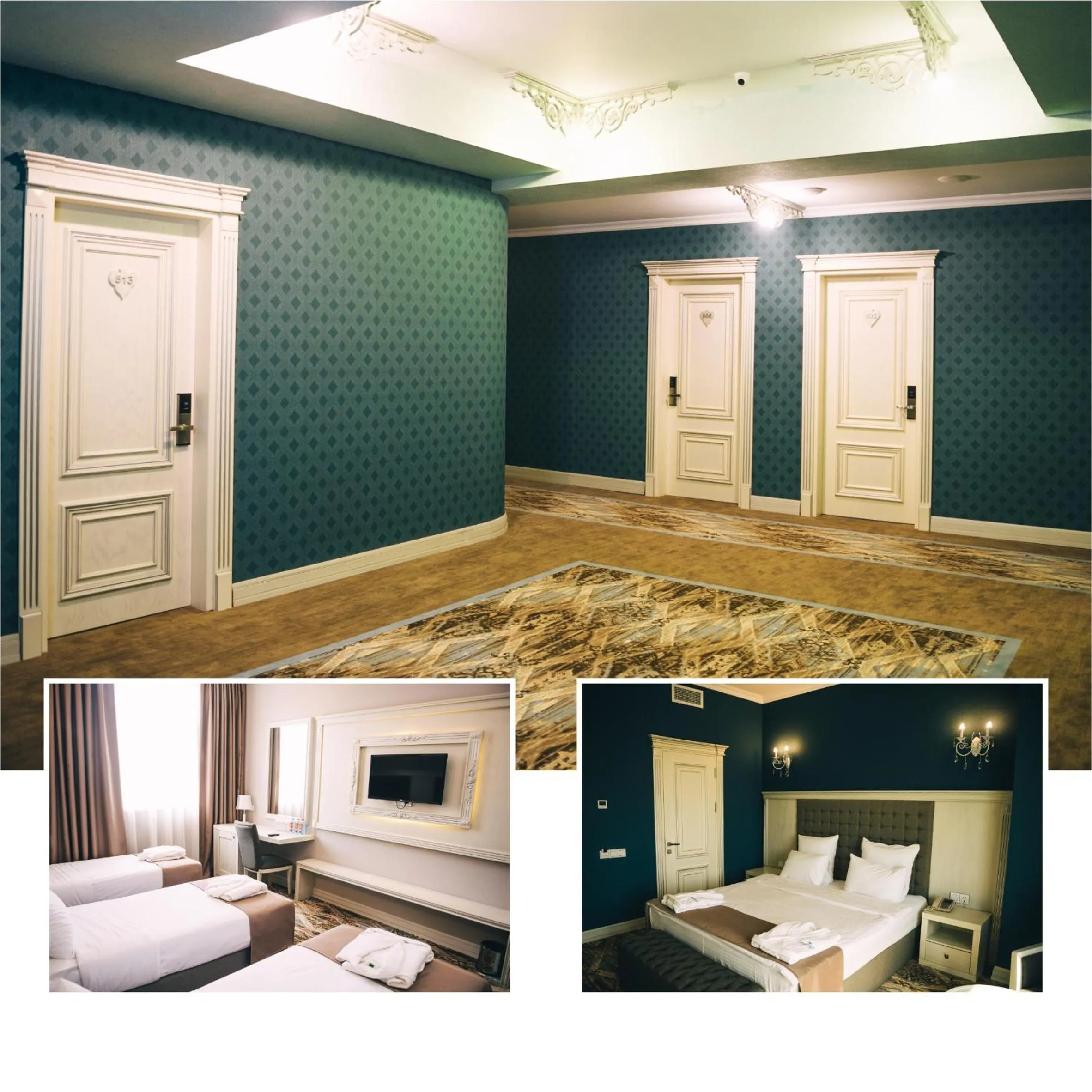 Floor plan, Bed in Emerald Suite Hotel