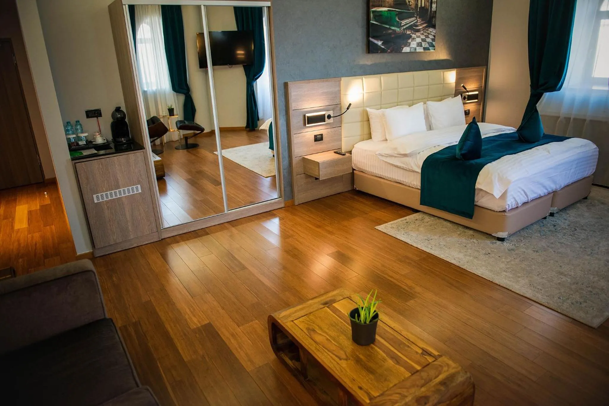 Seating area, Bed in Casa Hrisicos