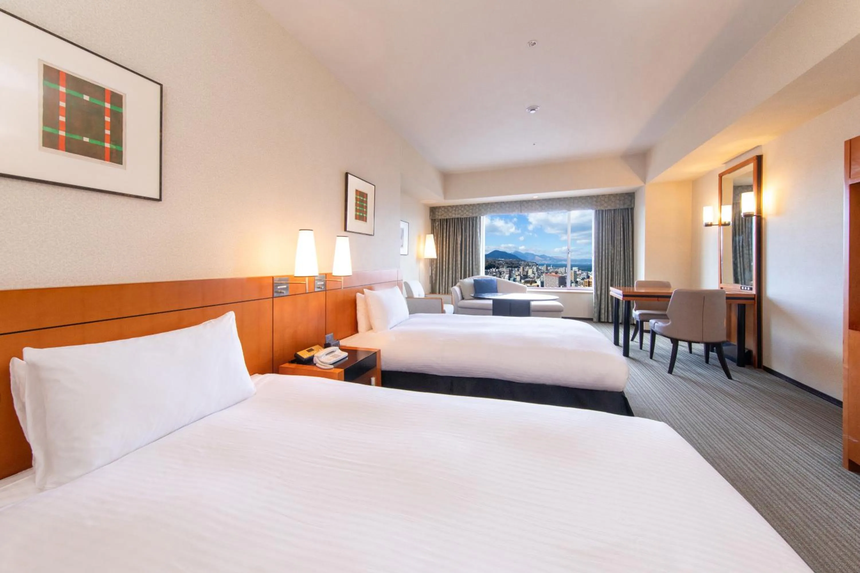 Bed in Hotel Nikko Oita Oasis Tower