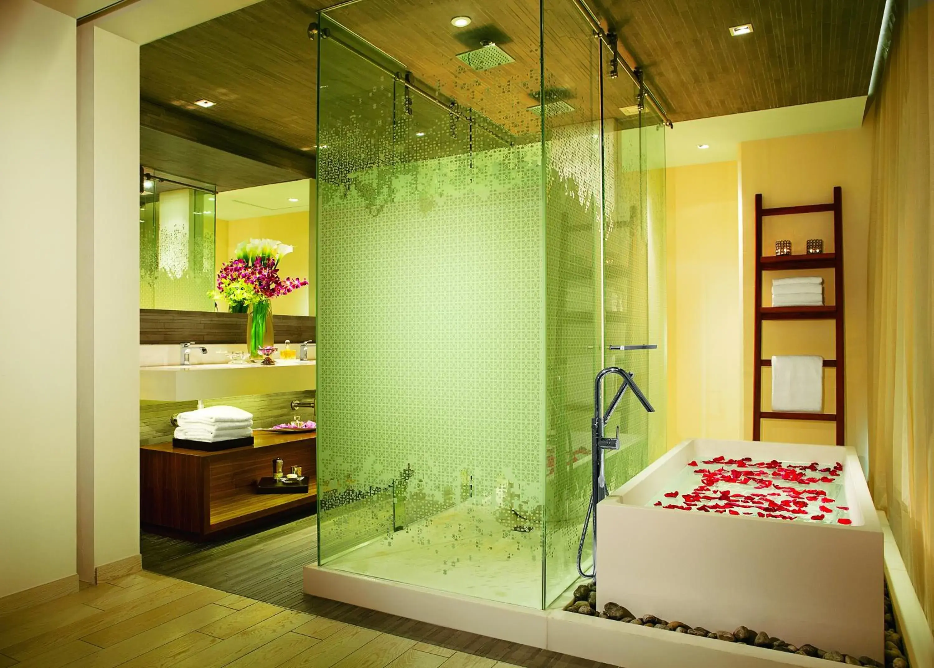 Bathroom, Bed in Secrets The Vine Cancun - All Inclusive Adults Only Bathroom, Bed in Secrets The Vine Cancun - All Inclusive Adults Only