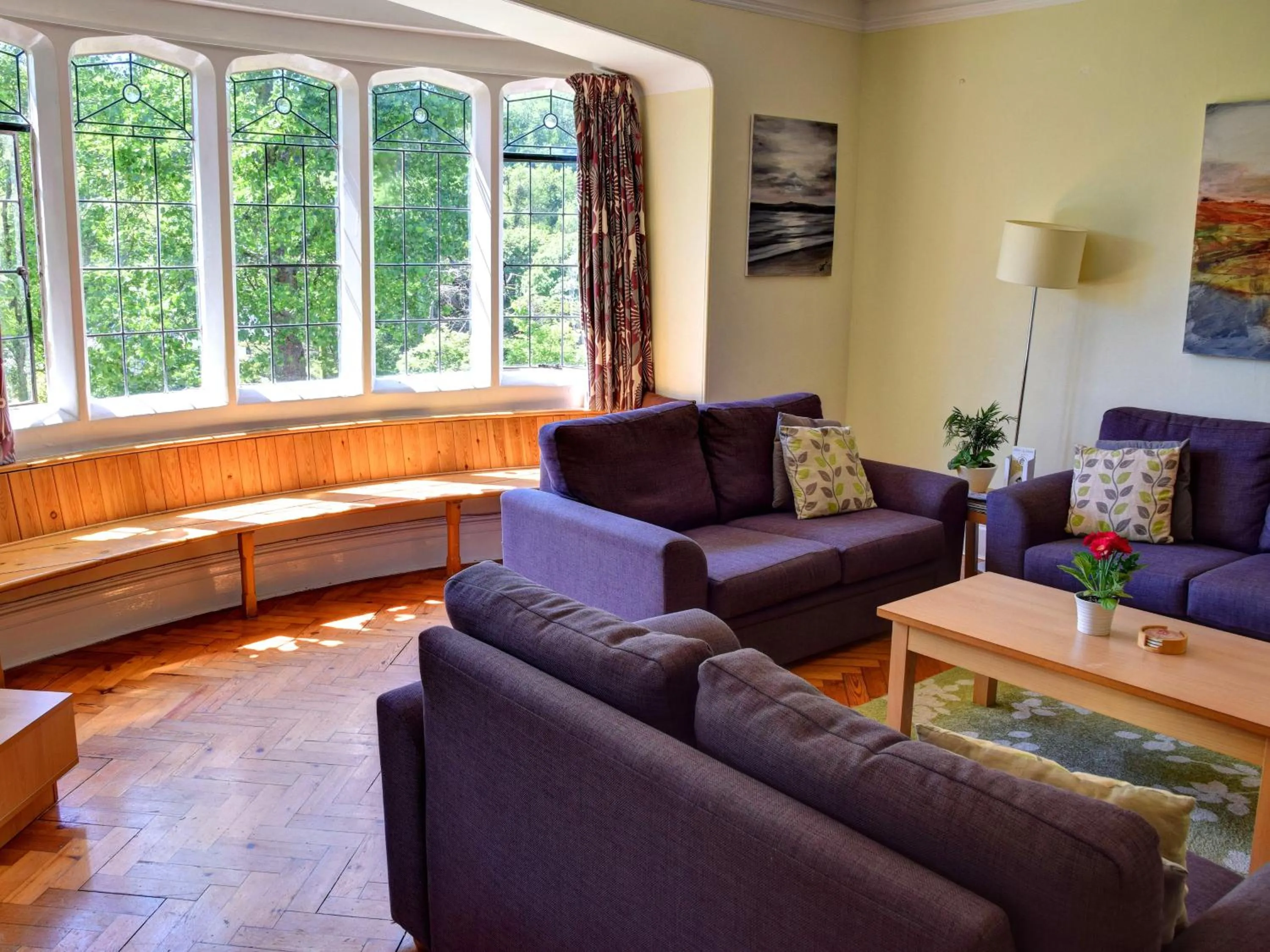 Seating area in YHA Beer