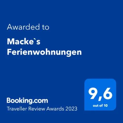 Certificate/Award in Macke`s Ferienwohnungen