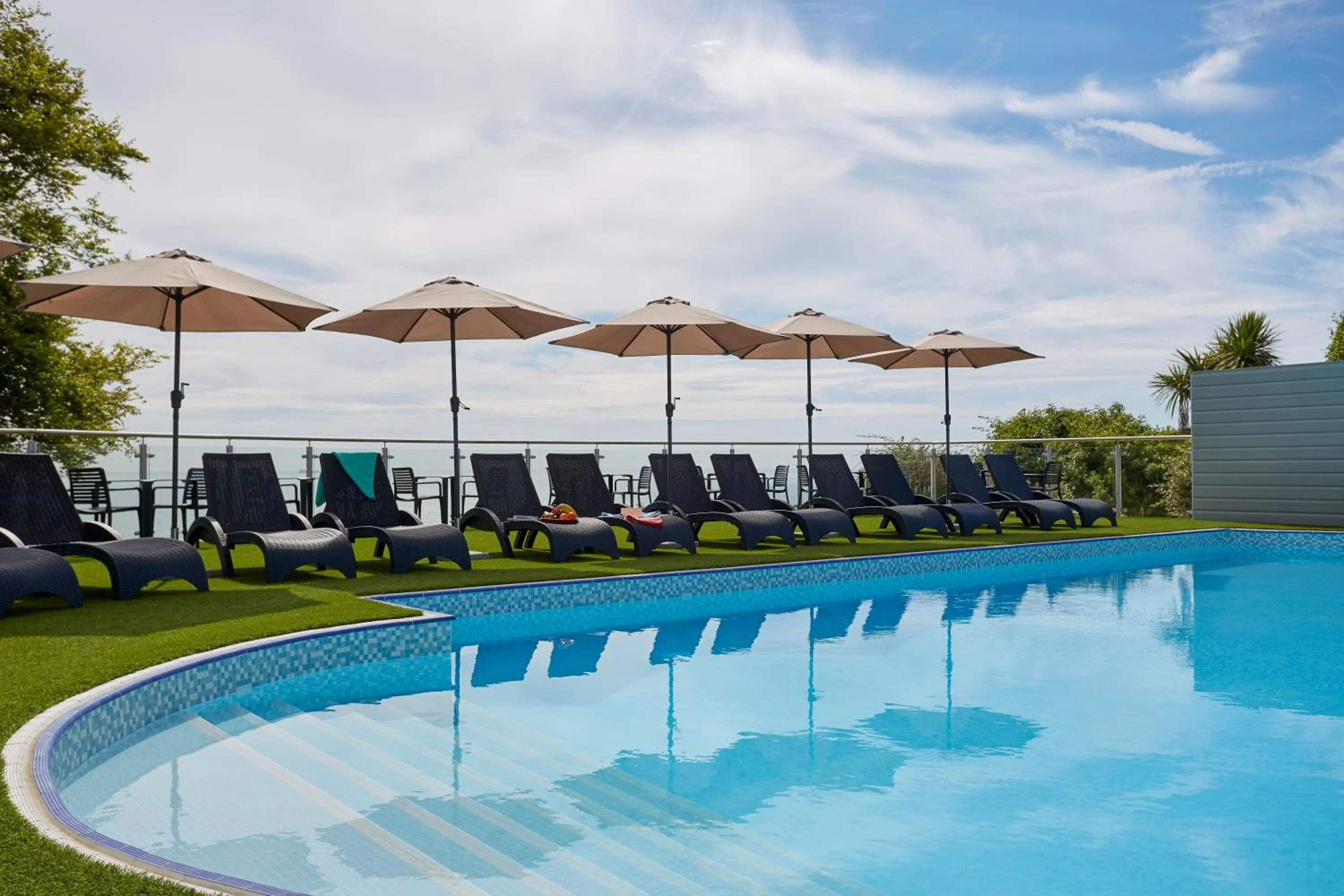 Pool view in Luccombe Hall Hotel