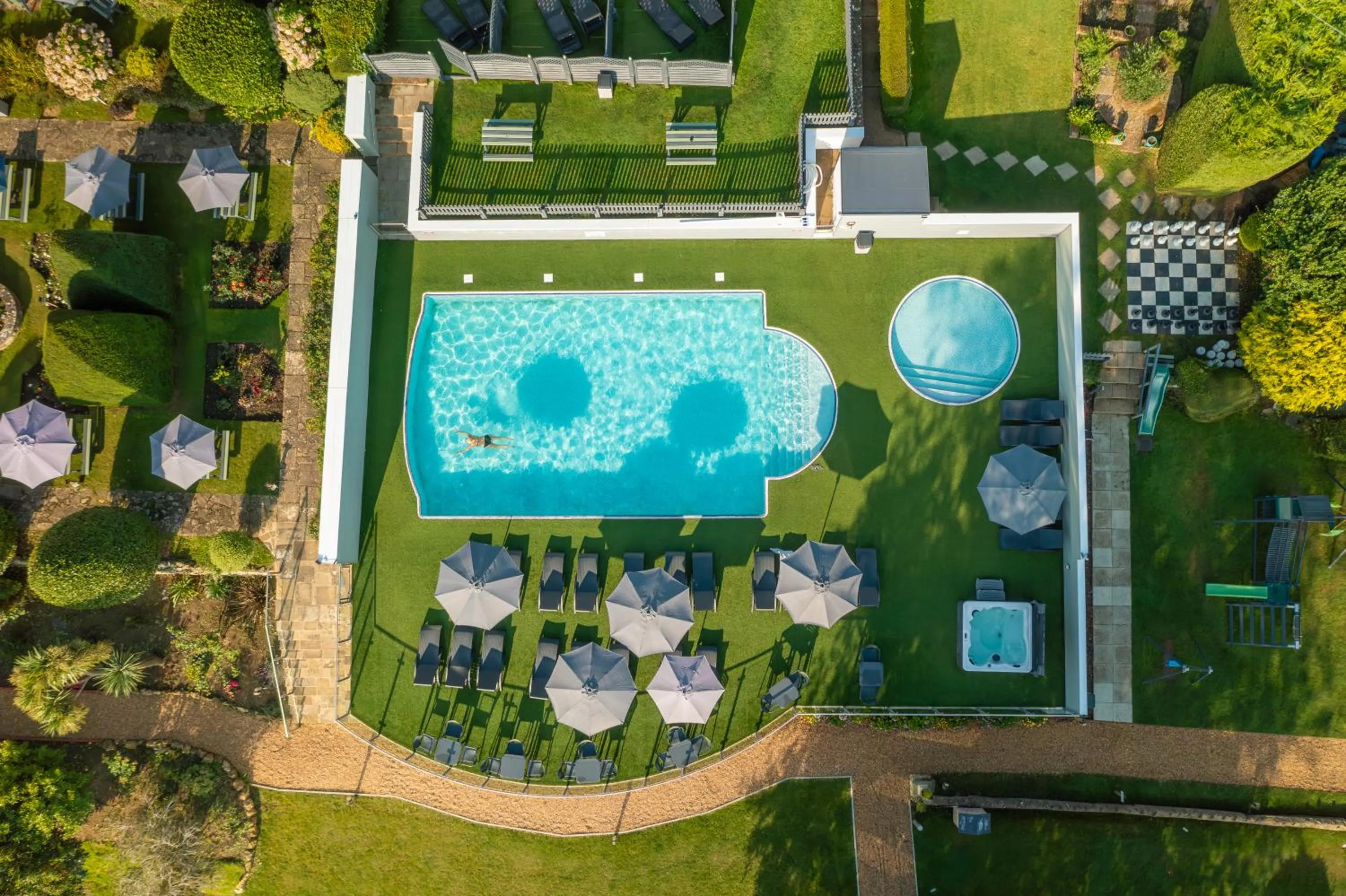 Pool view in Luccombe Hall Hotel