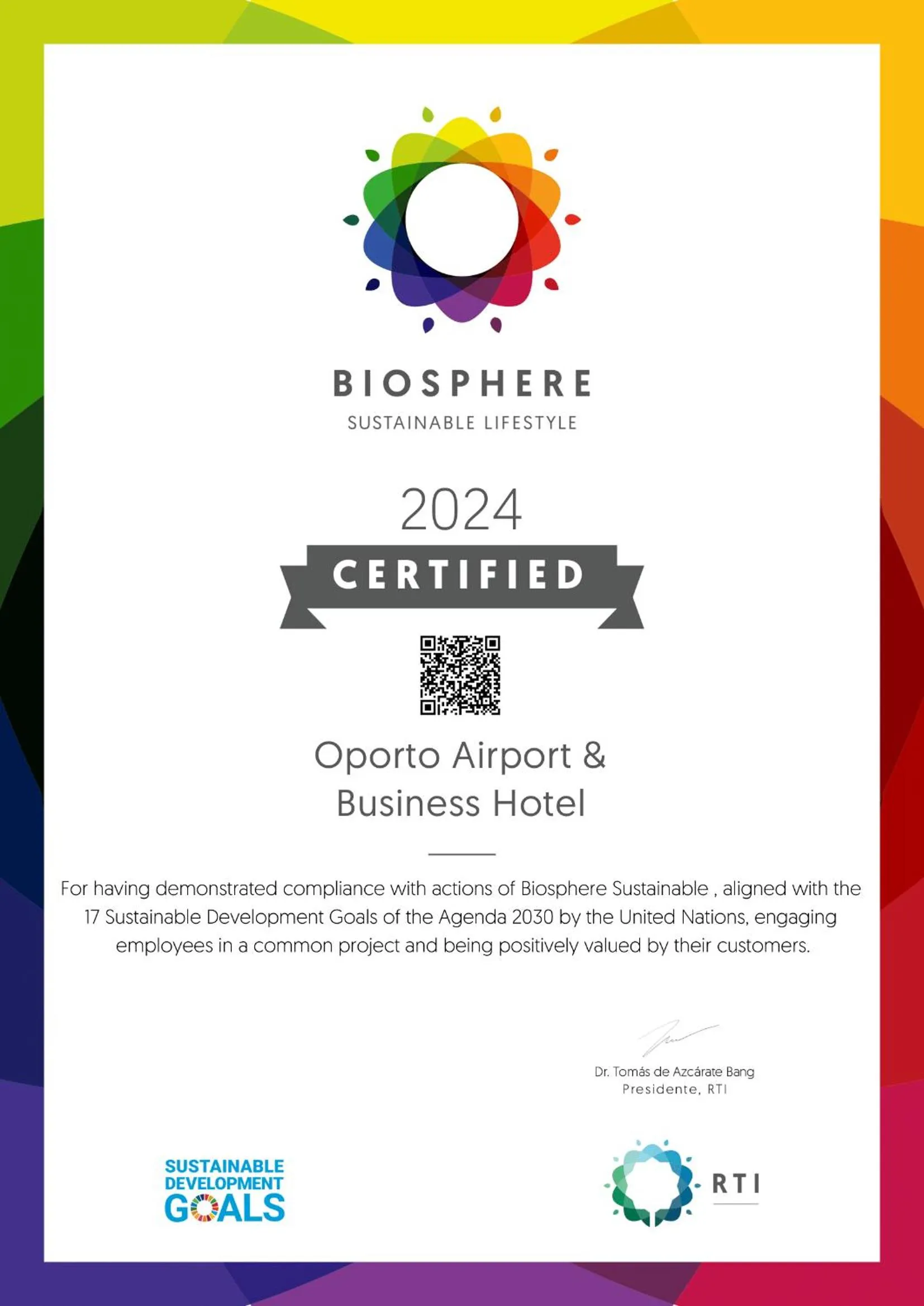 Certificate/Award in Oporto Airport & Business Hotel
