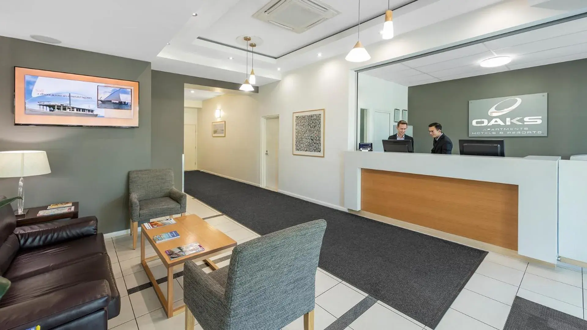 Lobby or reception in Oaks Brisbane on Margaret Suites Lobby or reception in Oaks Brisbane on Margaret Suites
