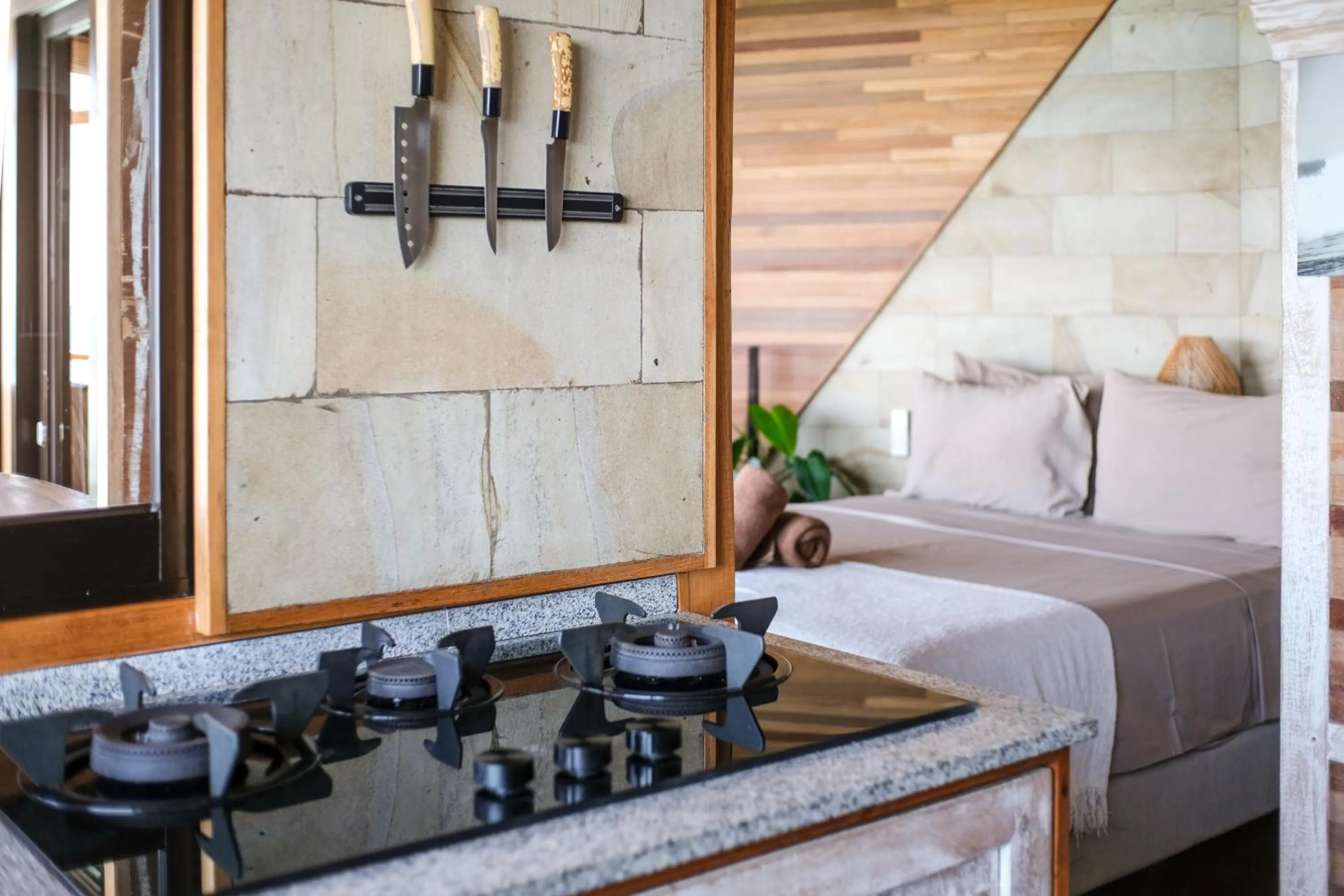 kitchen, Bed in Le Cliff Bali