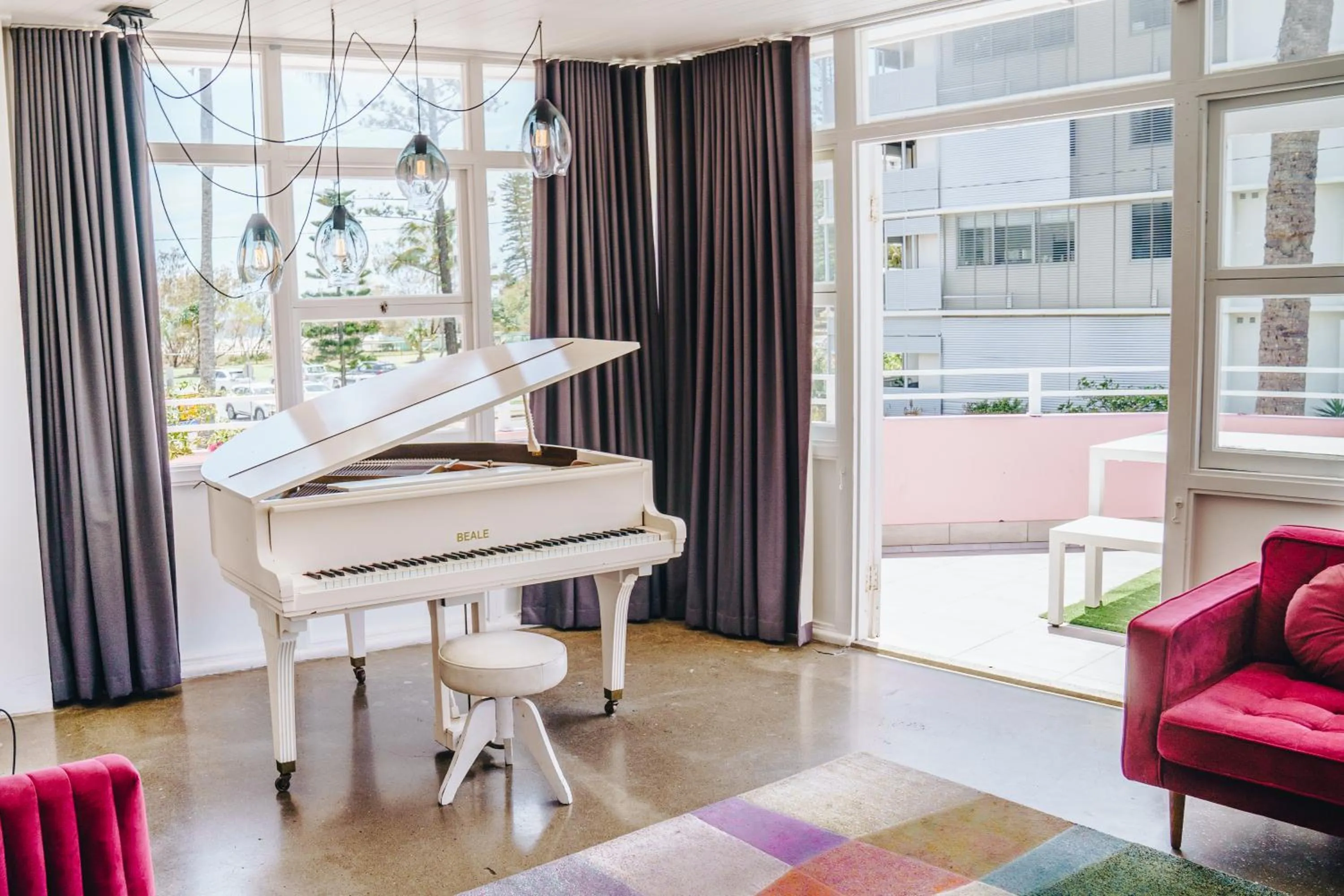 Seating area in The Pink Hotel Coolangatta