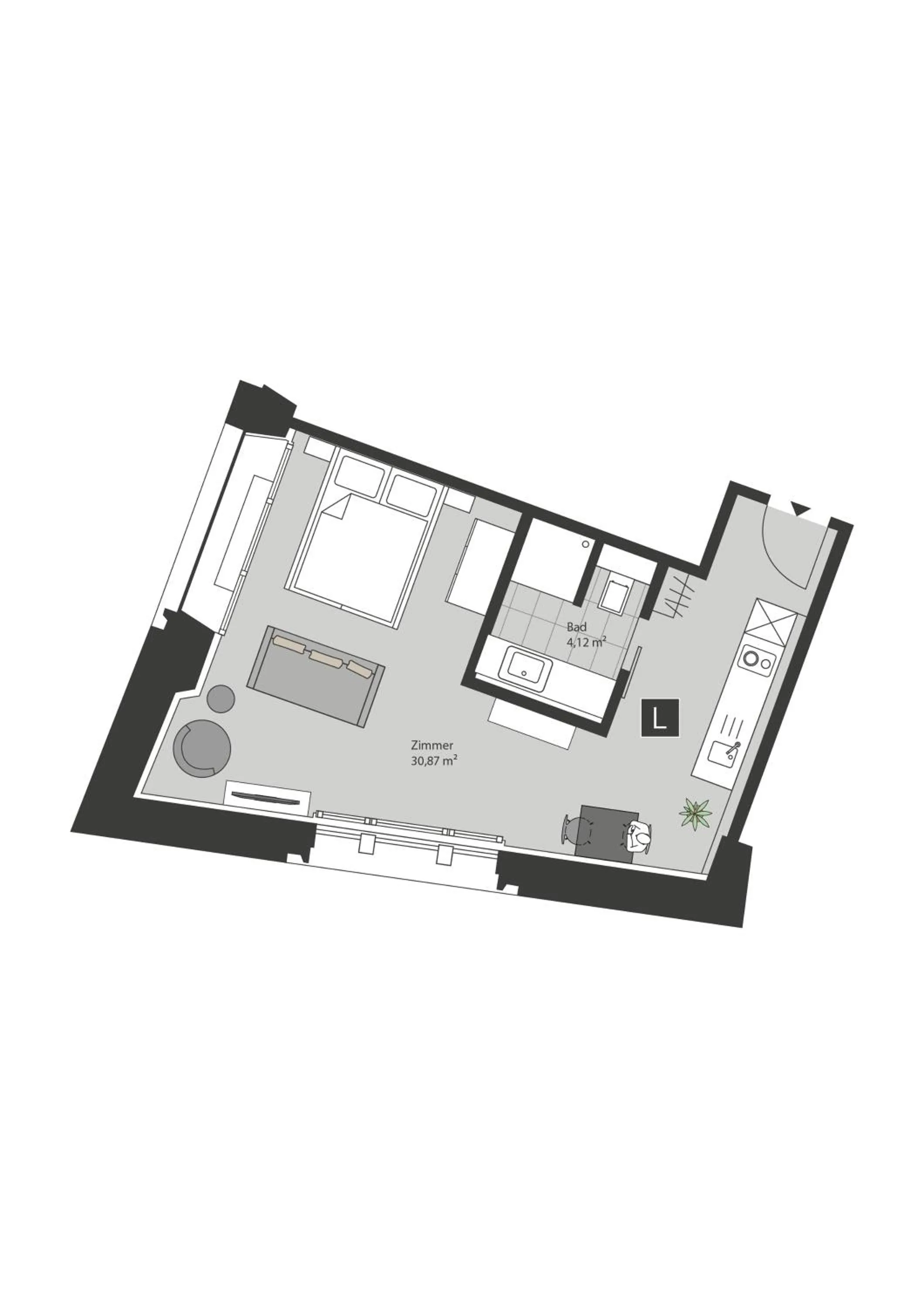 Photo of the whole room in ÜberFluss Serviced-Apartments