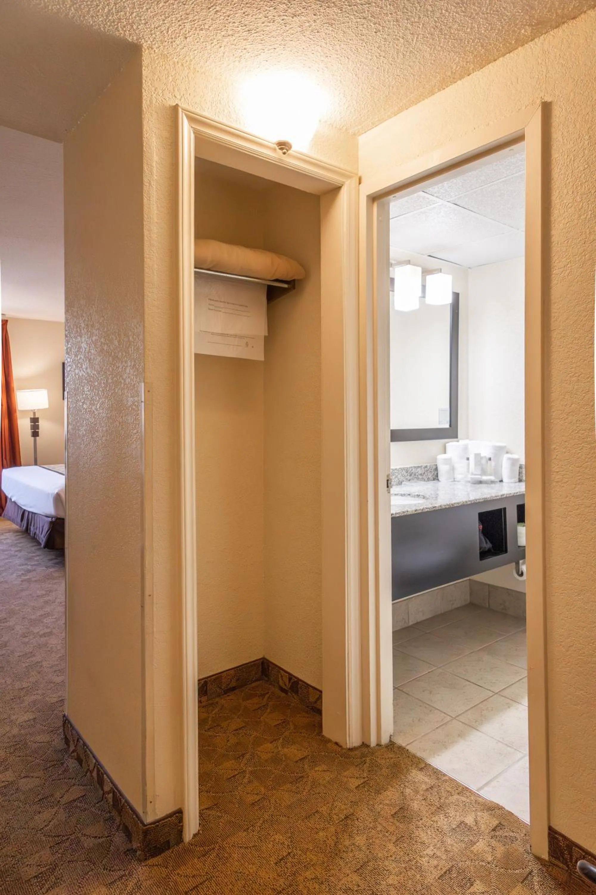 wardrobe, Bed in Village Inn Clemmons-Winston Salem, Trademark by Wyndham