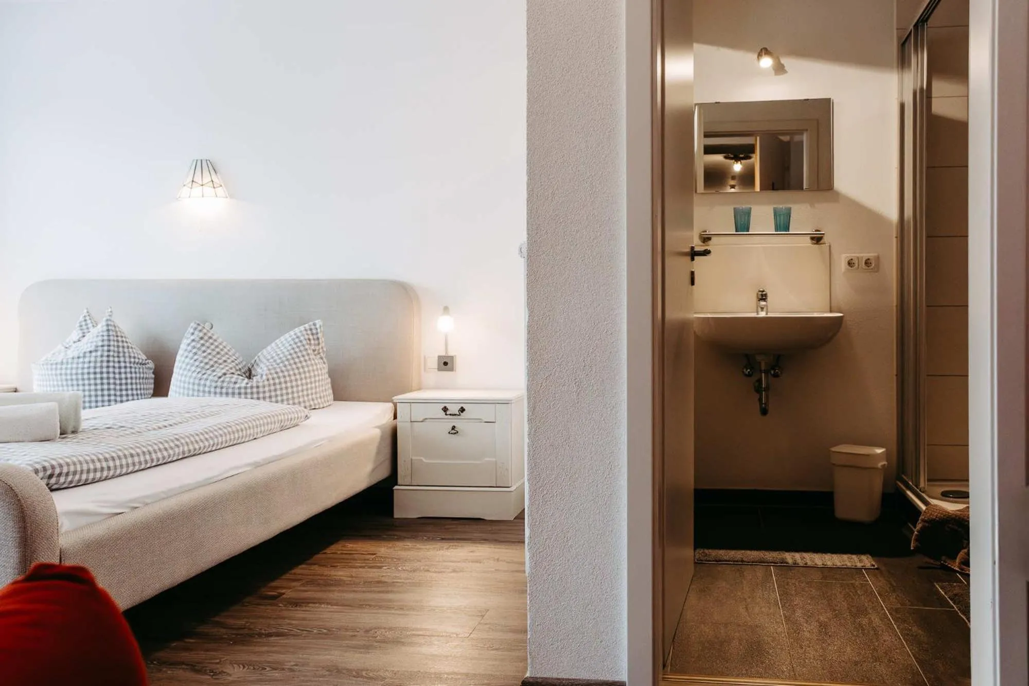 Bathroom, Bed in Pension Adler