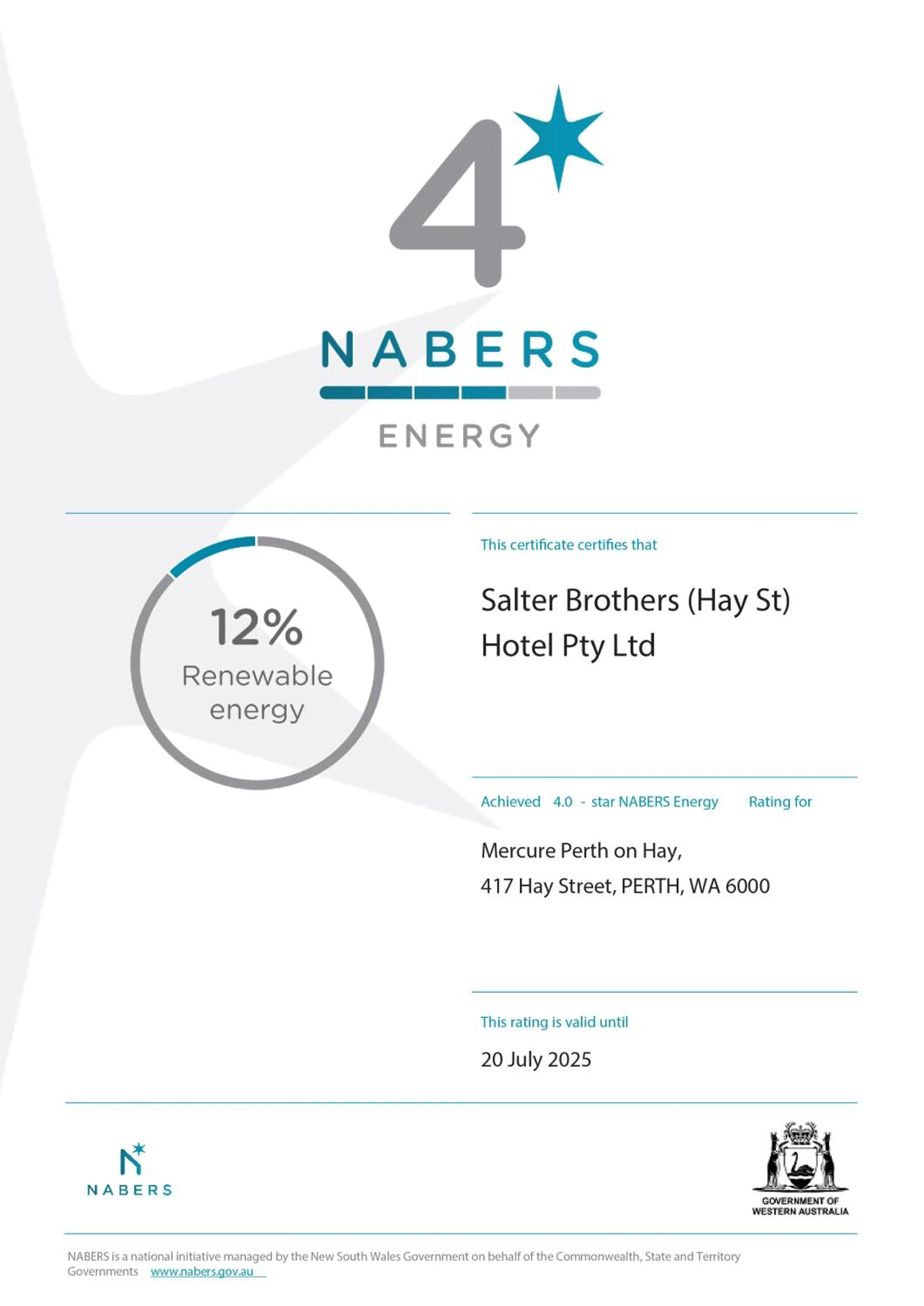 Logo/Certificate/Sign in Mercure Perth On Hay