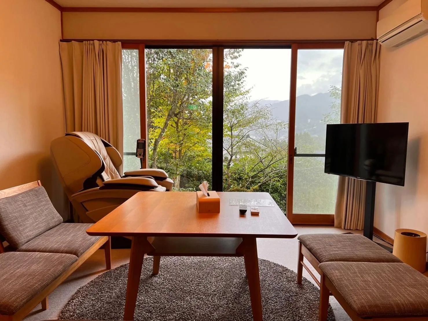 Seating area in Yufuin Hoshinosato