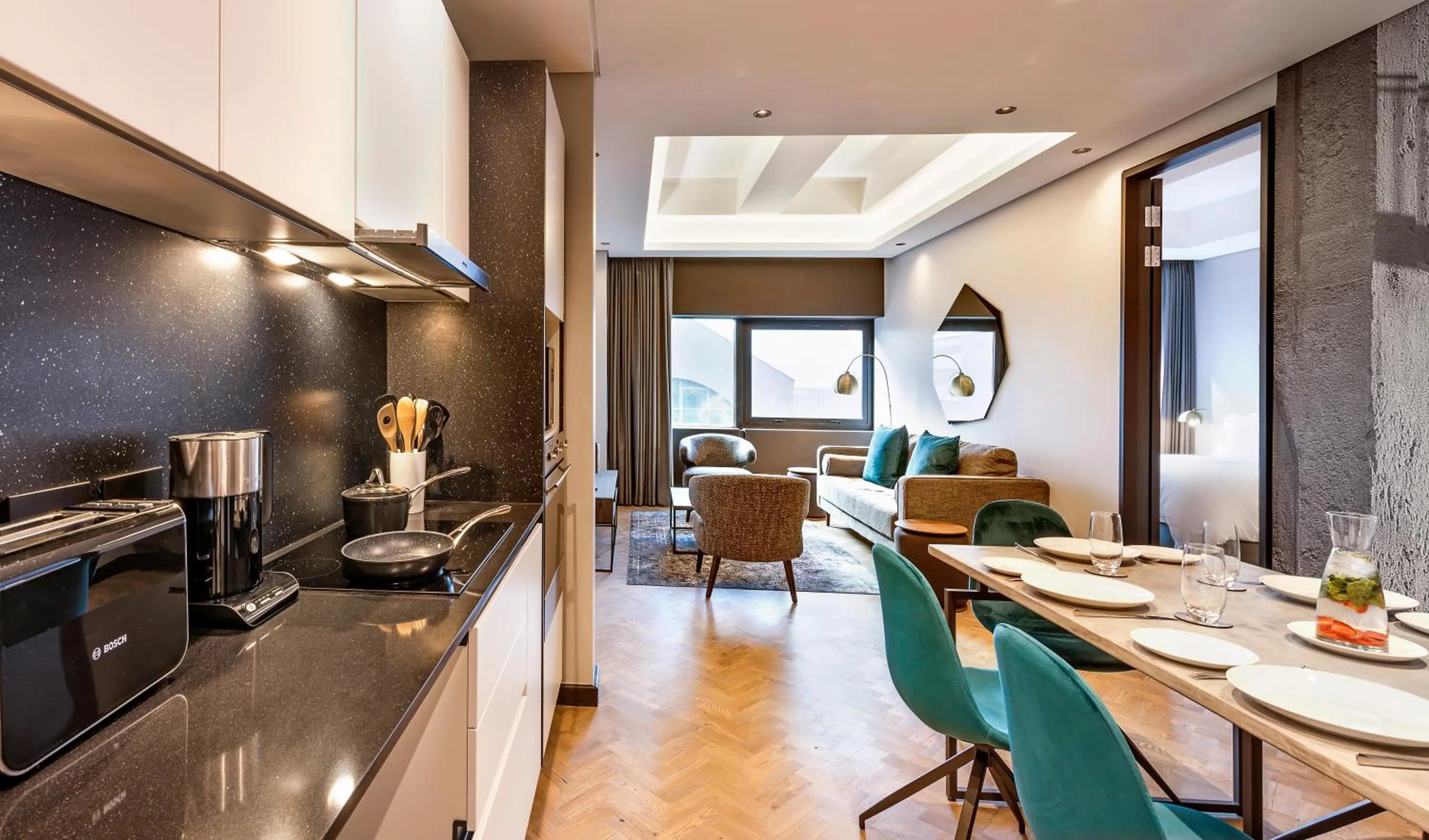 Kitchen or kitchenette in The Onyx Apartment Hotel by NEWMARK