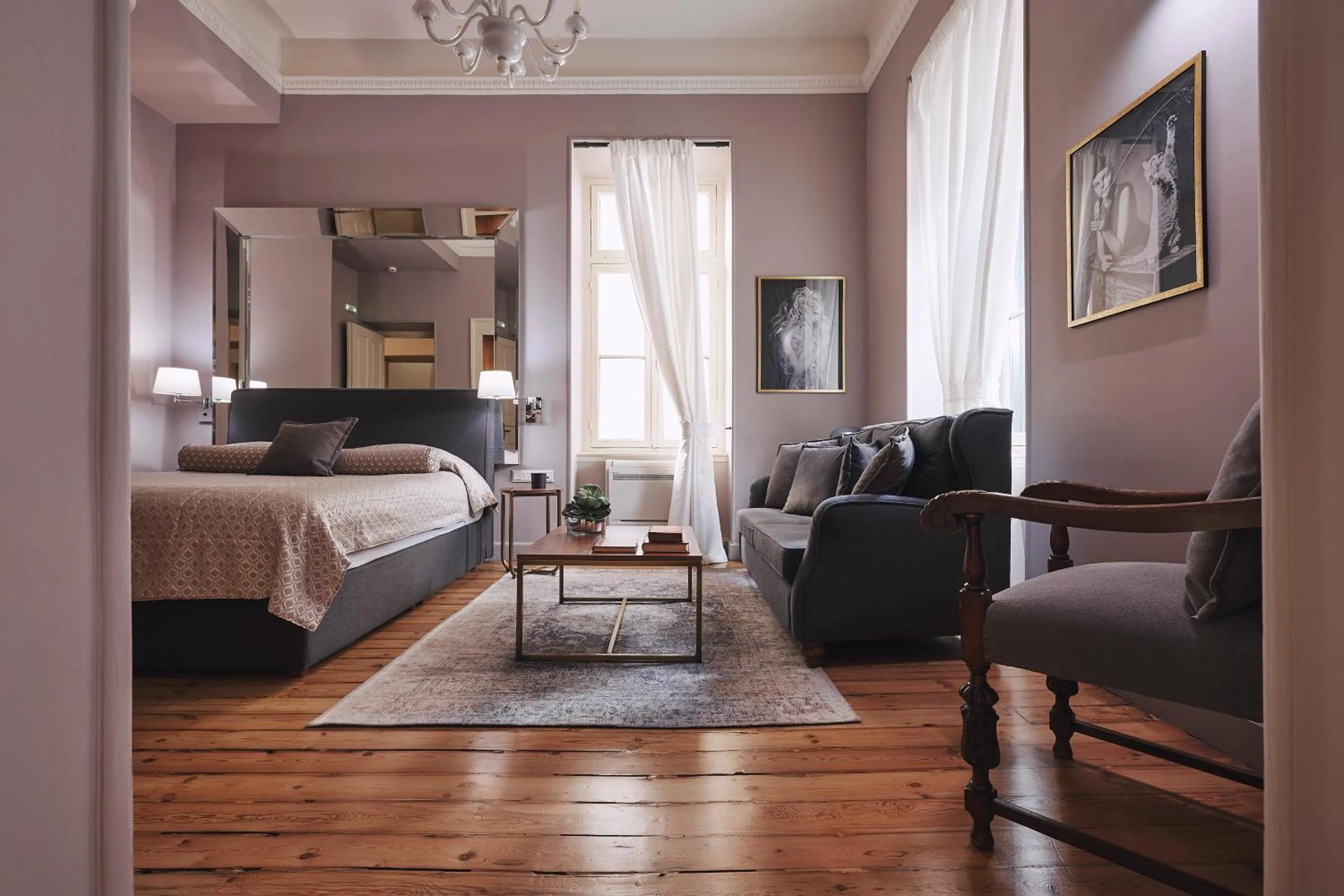 Seating area, Bed in Bohemian Suites Athens