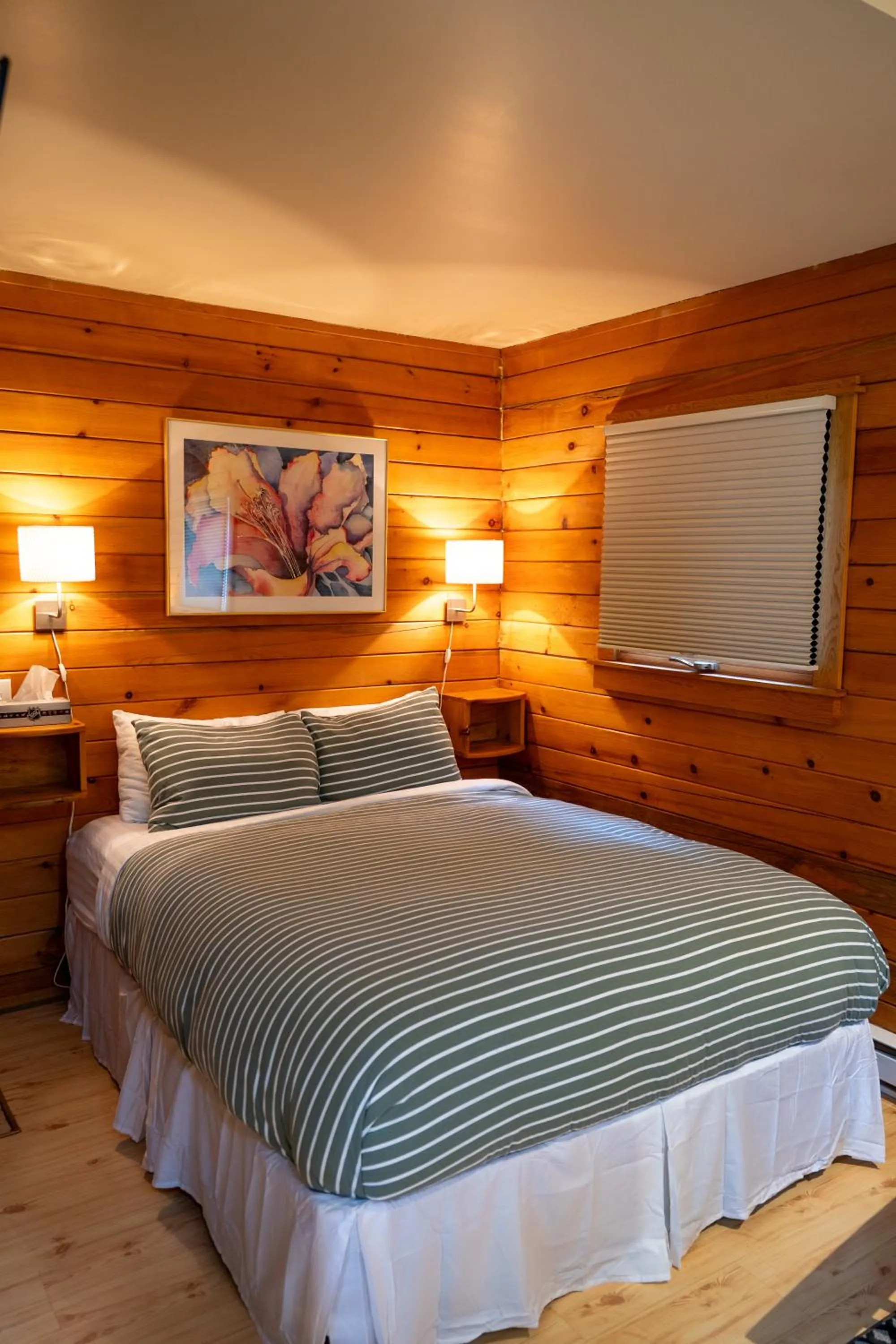 Bed in Across the Creek Cabins