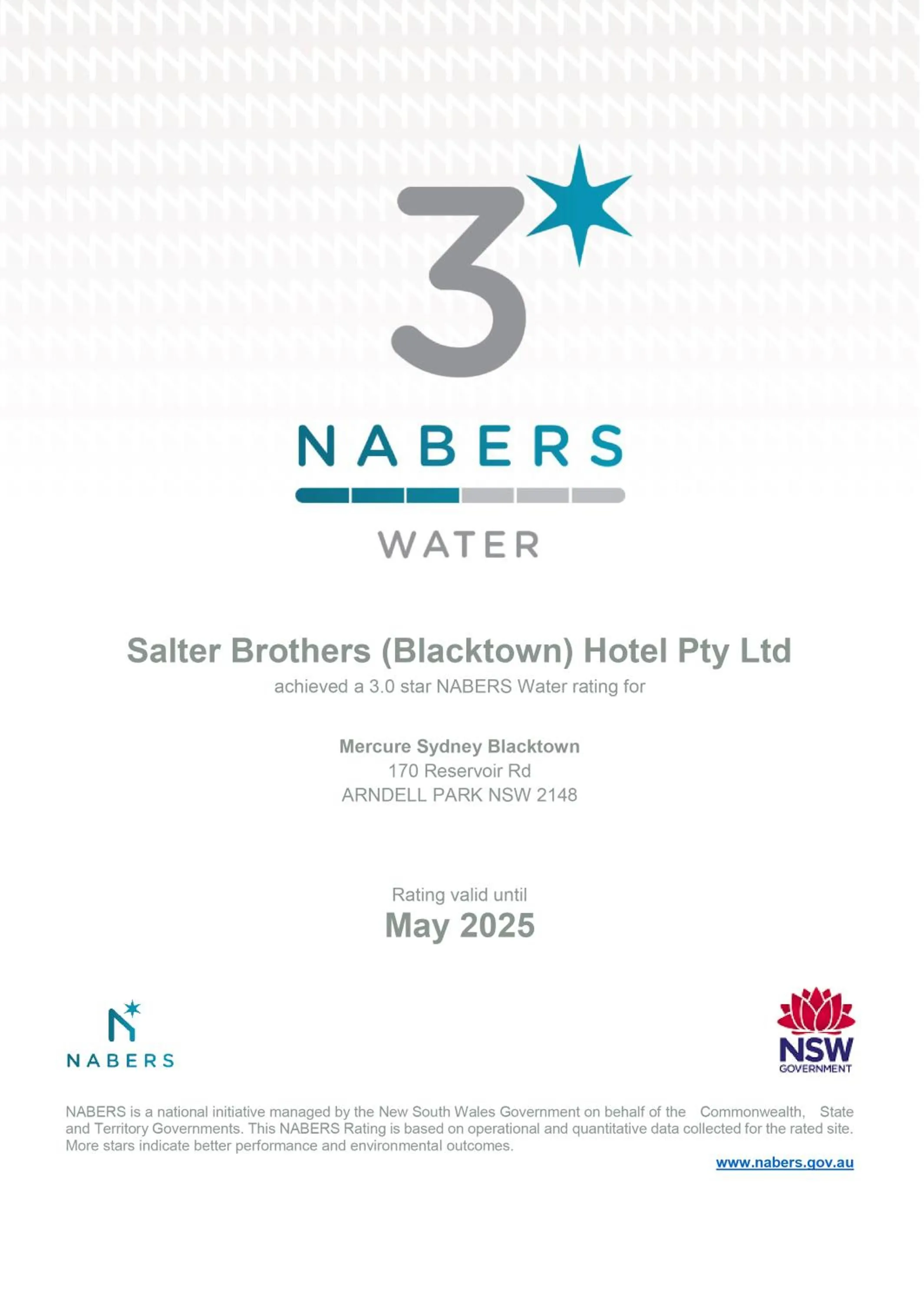 Logo/Certificate/Sign in Mercure Sydney Blacktown