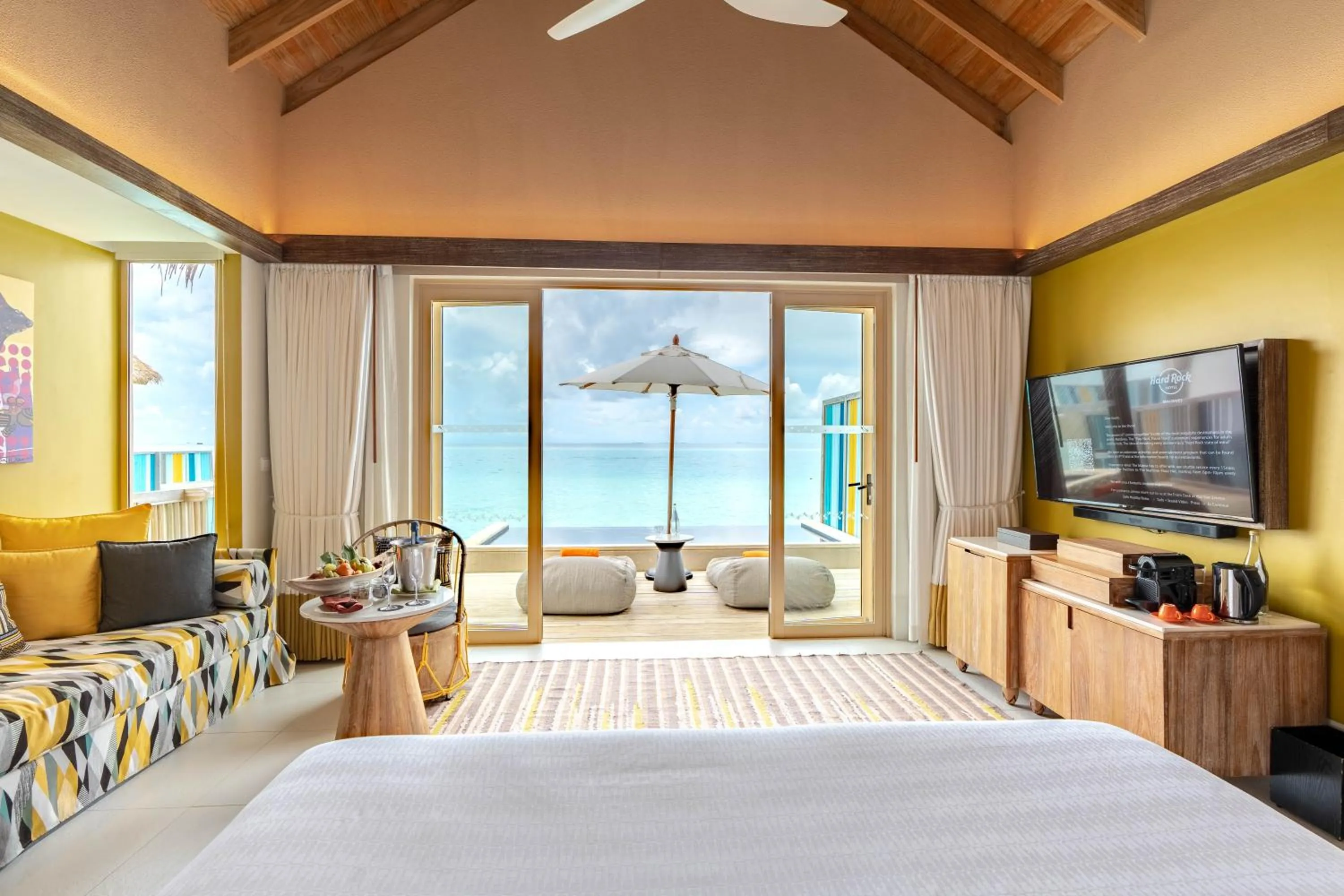 View (from property/room), Bed in Hard Rock Hotel Maldives - FREE transfer for stays until 21st Dec 2025 and 11th Jan to 30th Apr 2026