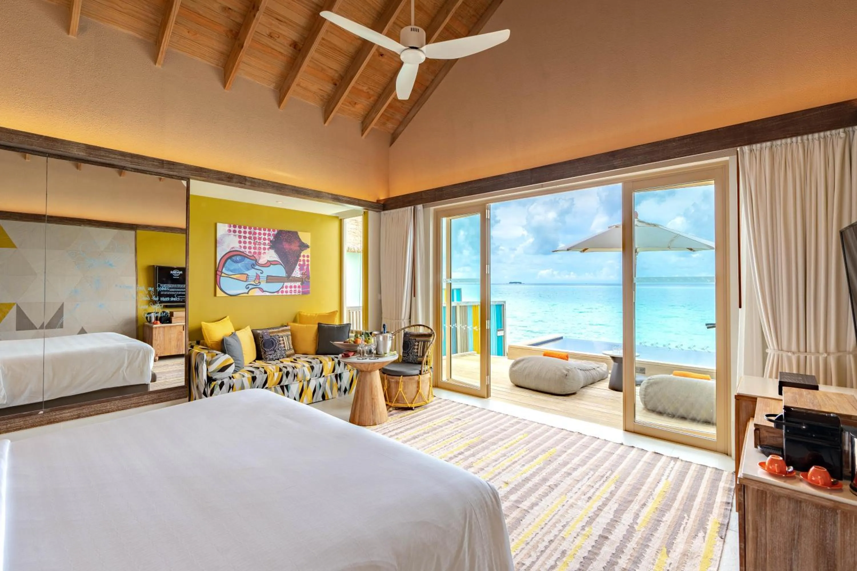 Bedroom, Bed in Hard Rock Hotel Maldives - FREE transfer for stays until 21st Dec 2025 and 11th Jan to 30th Apr 2026