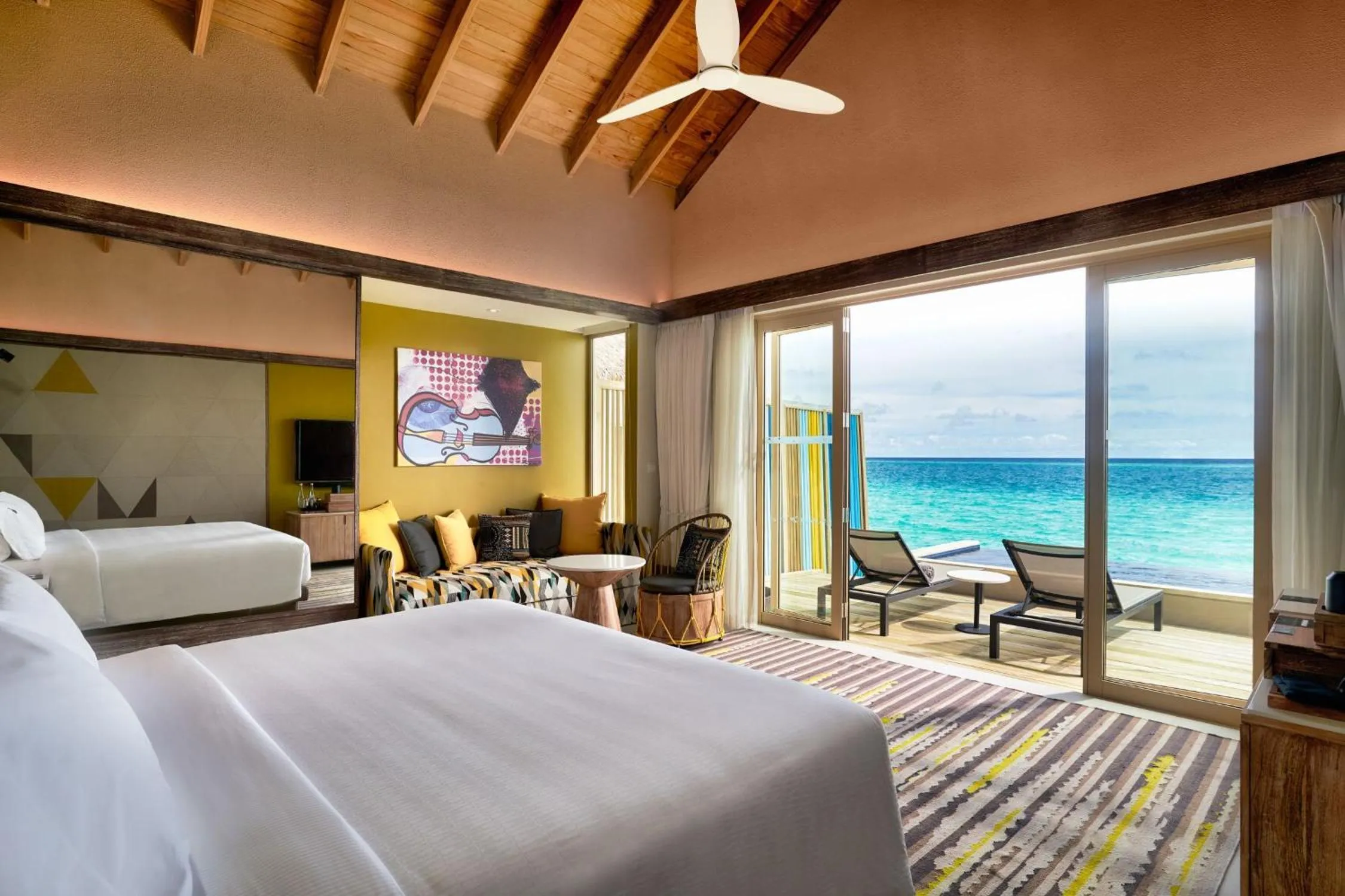 Bedroom, Bed in Hard Rock Hotel Maldives - FREE transfer for stays until 21st Dec 2025 and 11th Jan to 30th Apr 2026