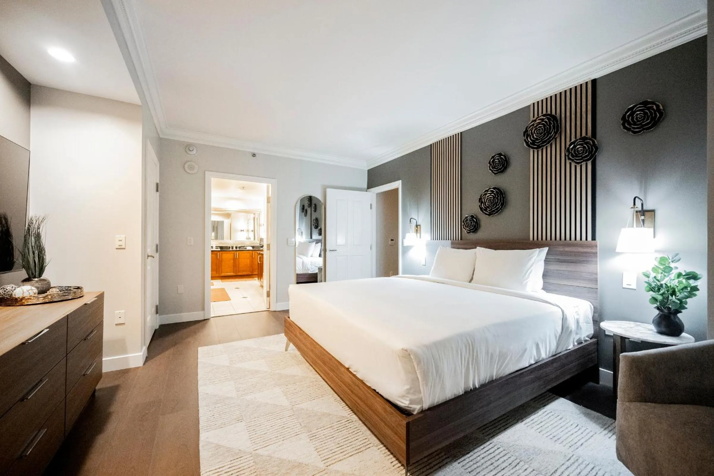 Bed in StripViewSuites at Signature