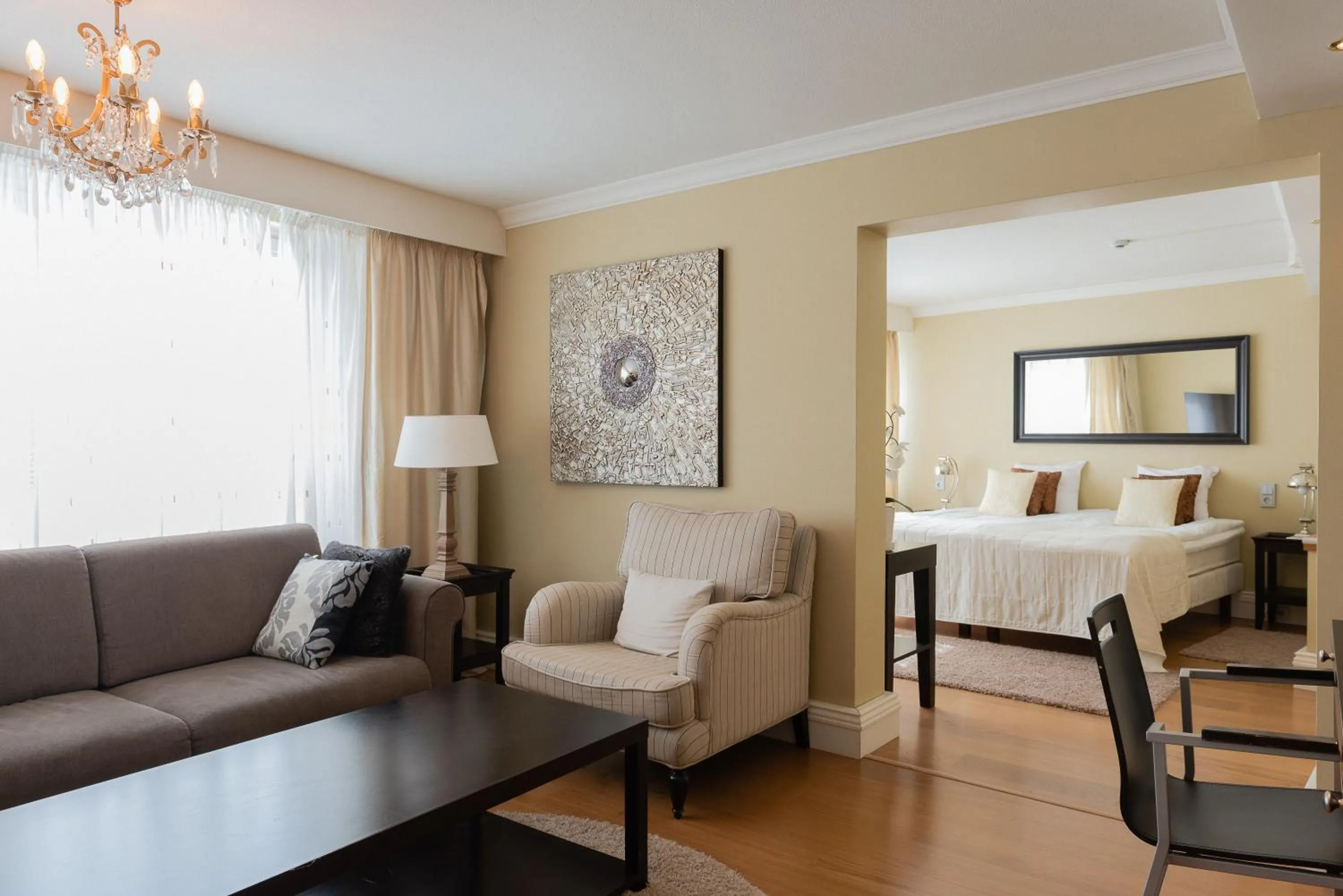 Seating area, Bed in Hotel Sorsanpesä