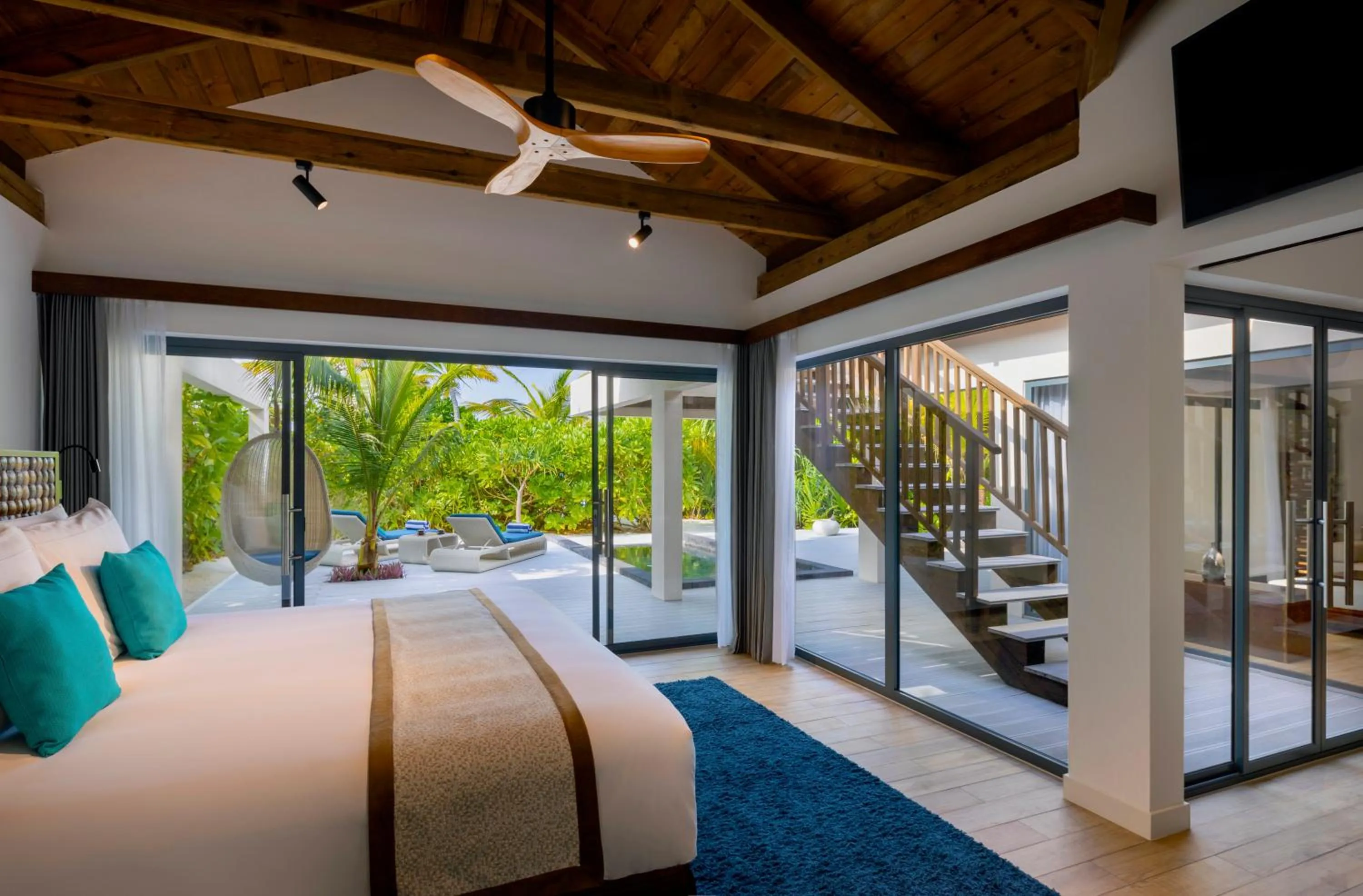 Bathroom, Bed in Kuredhivaru Resort and Spa - Maldives