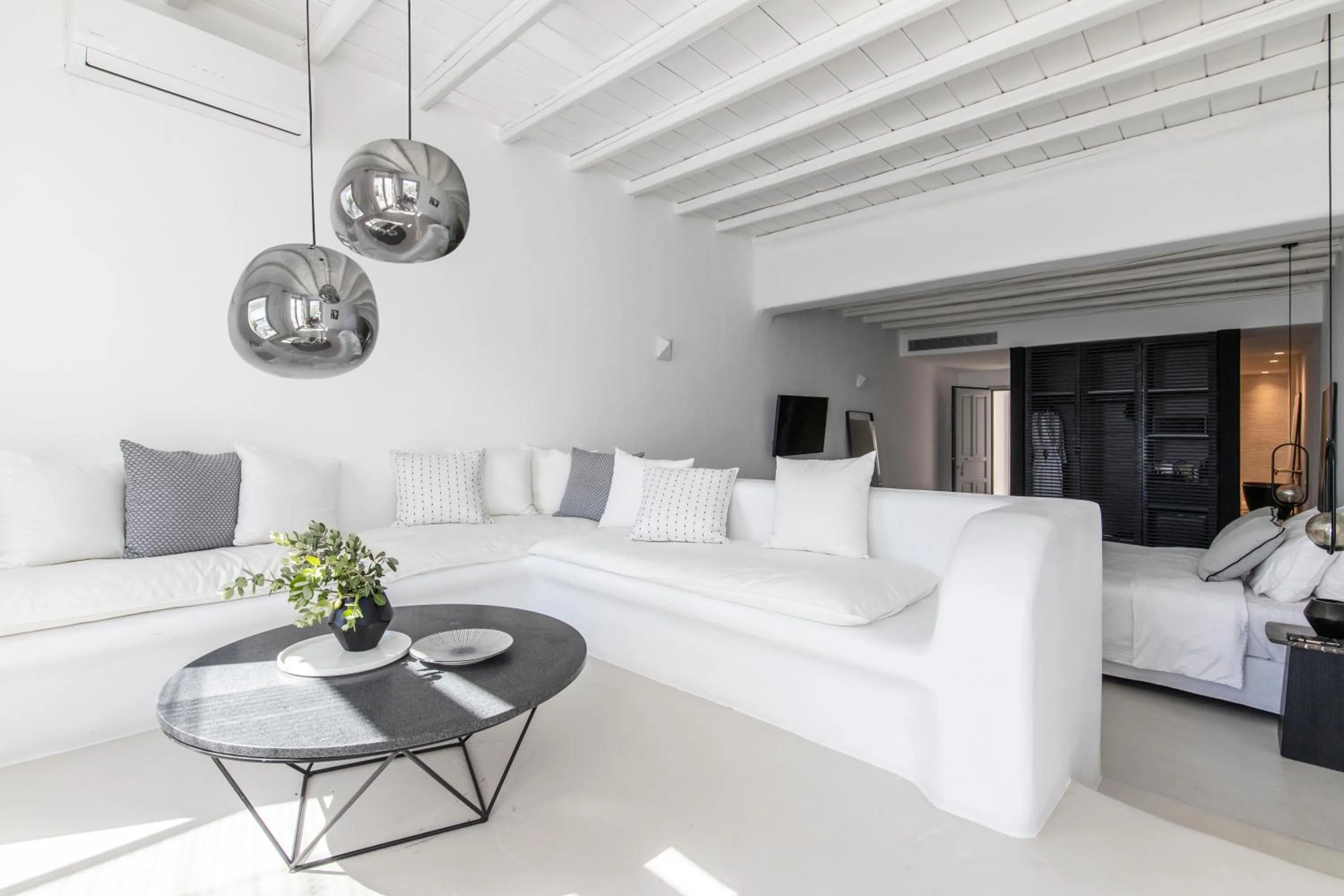 Living room in Nimbus Mykonos