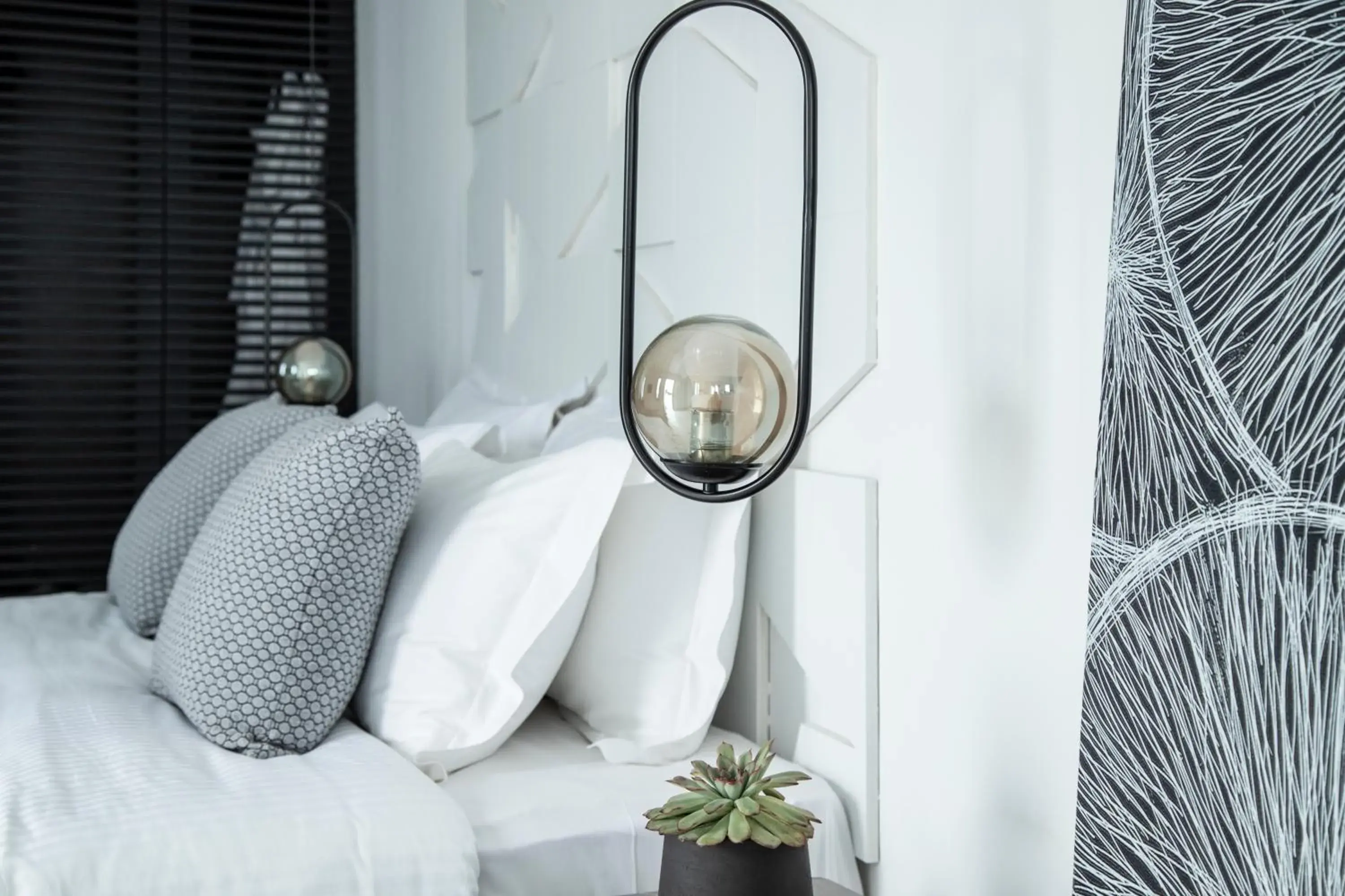 Decorative detail, Bed in Nimbus Mykonos Decorative detail, Bed in Nimbus Mykonos