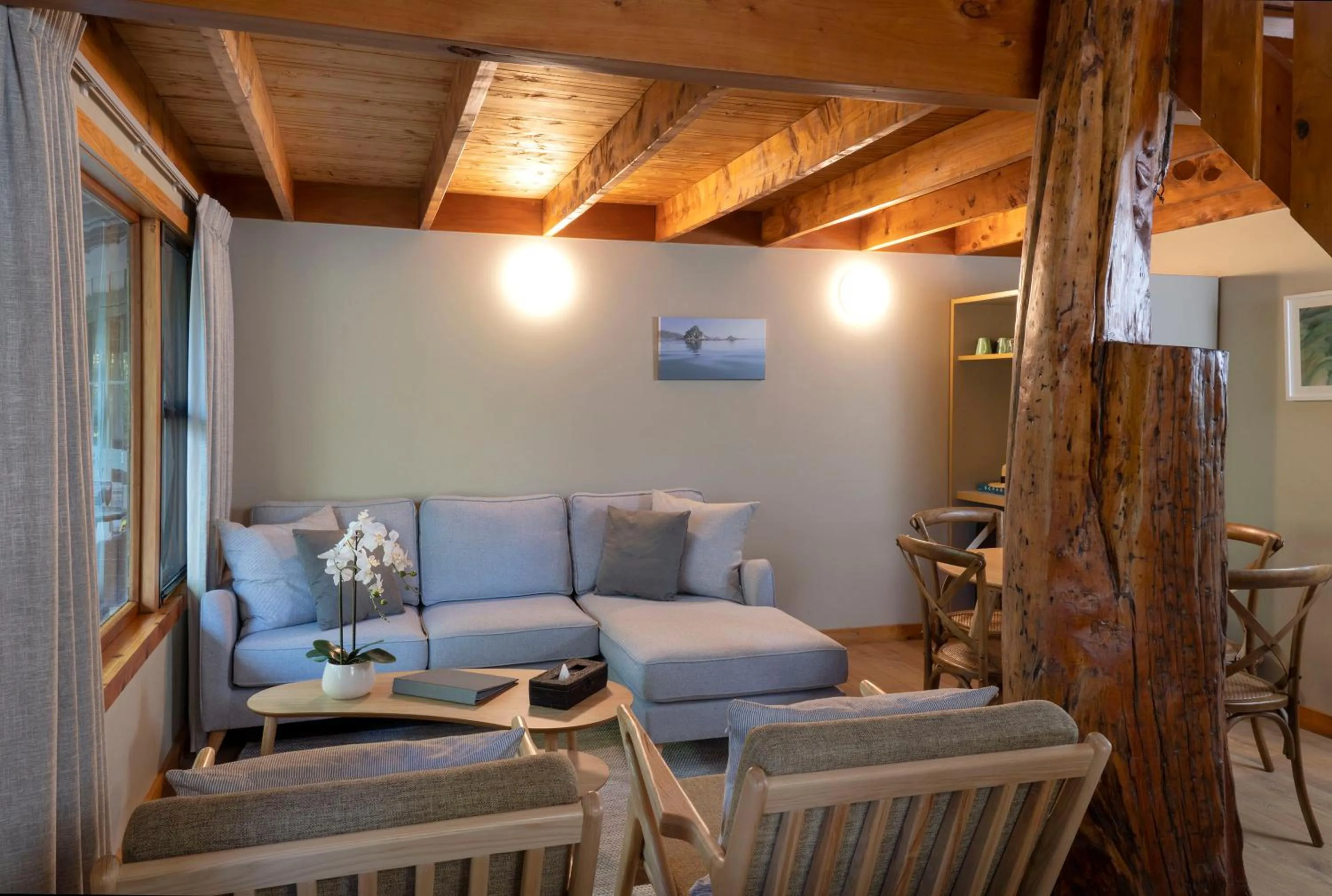 Seating area in Awaroa Lodge