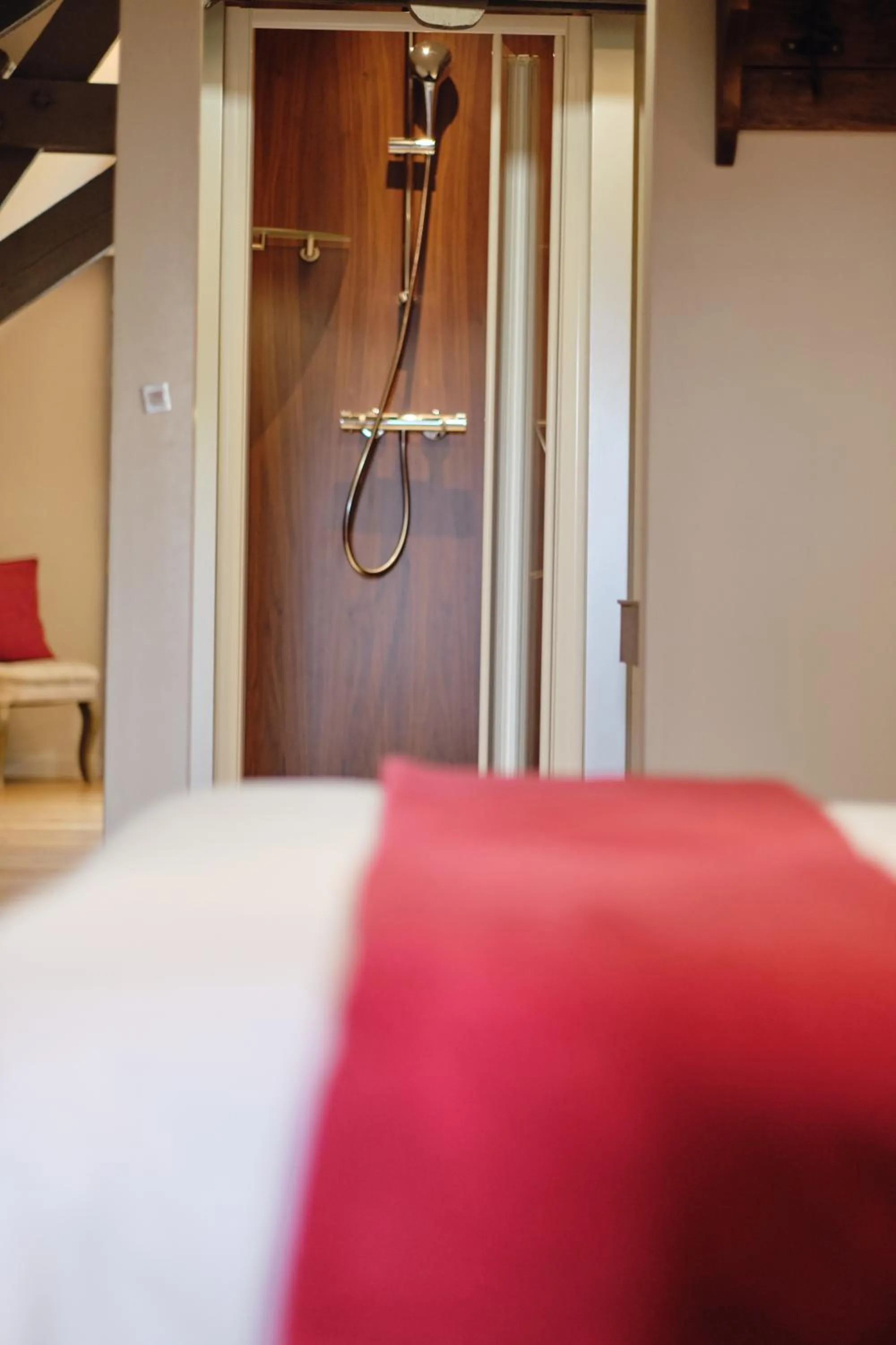 Shower, Bed in Au Petit Manoir