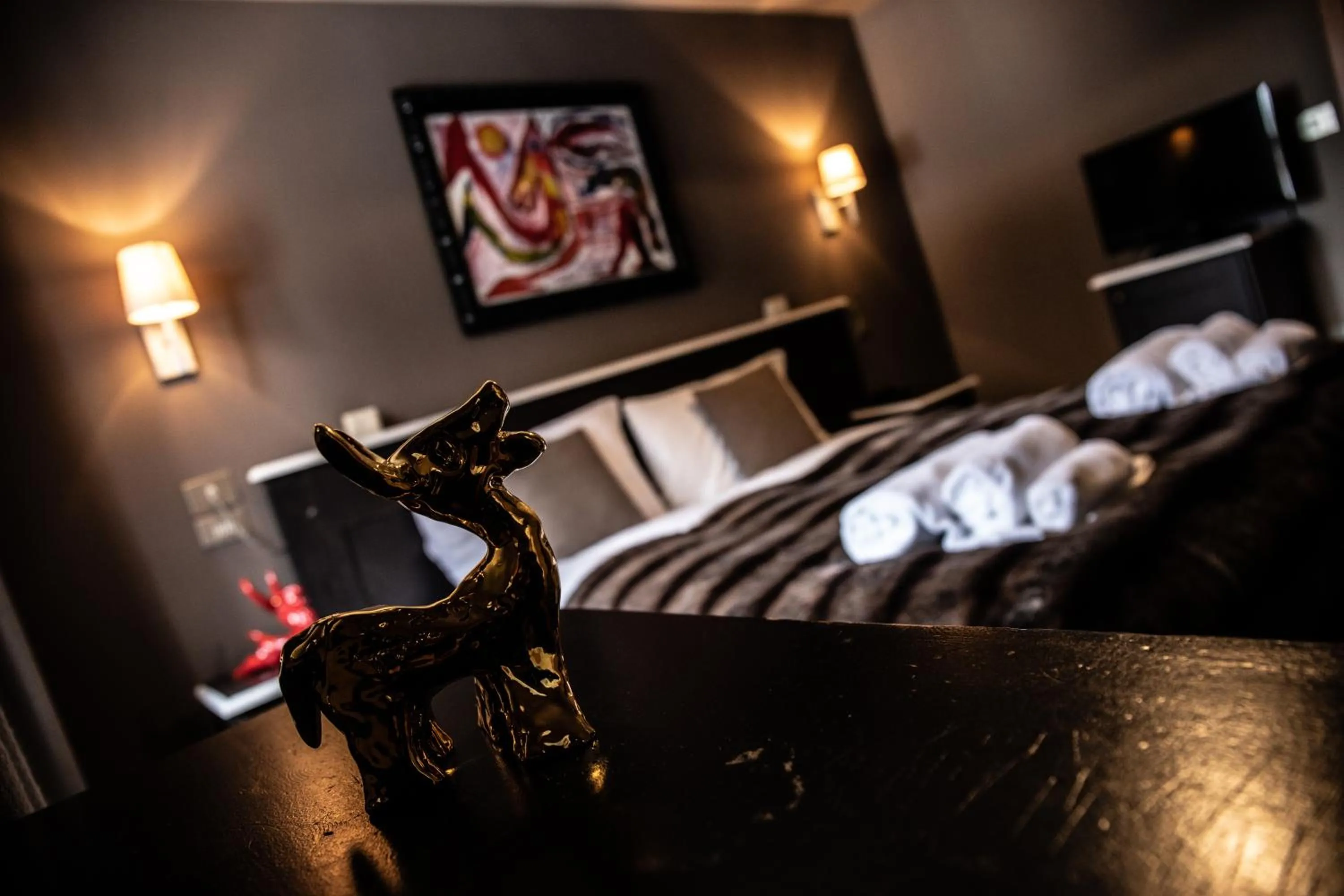 Bed in Art Hotel Grivola