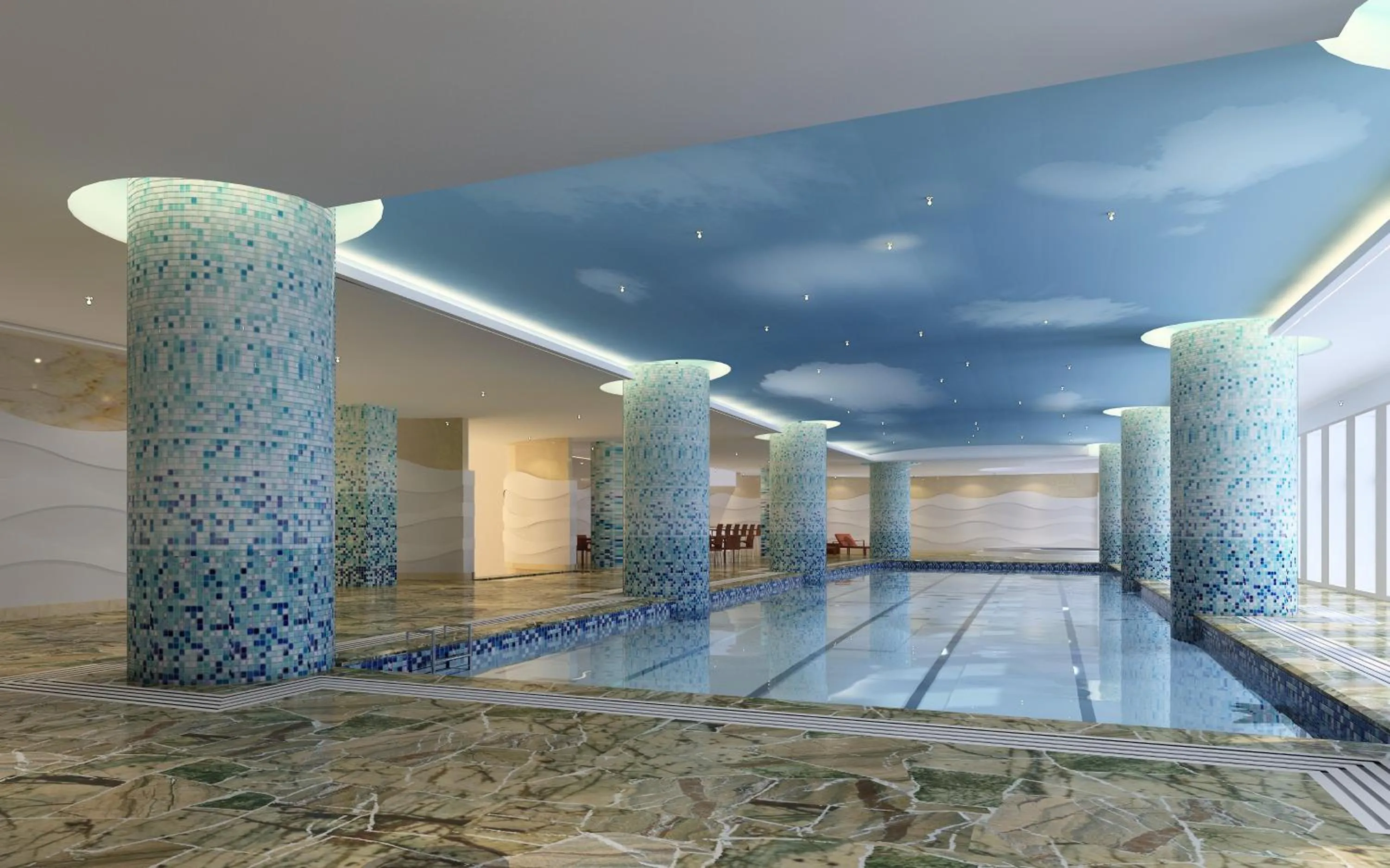 Swimming pool in Crowne Plaza Tianjin Binhai Center by IHG