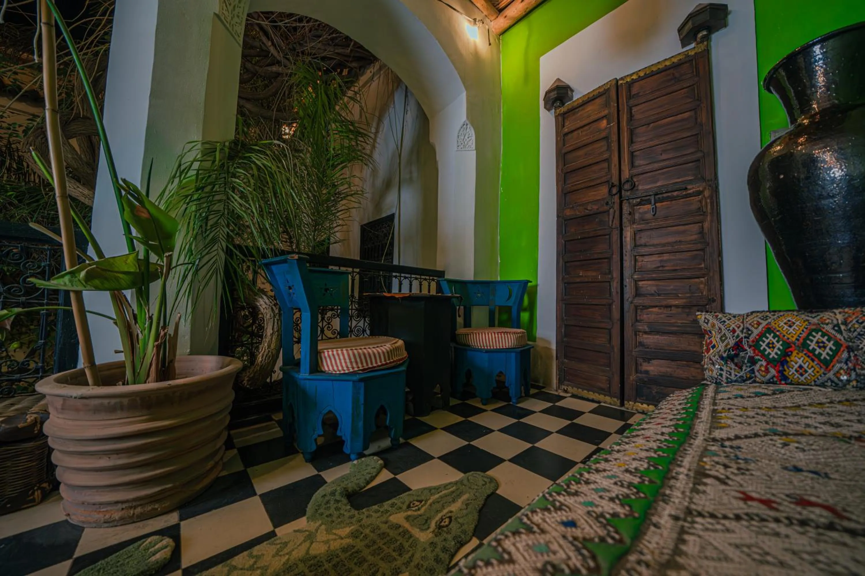 Balcony/Terrace, Bed in Riad Tibibt