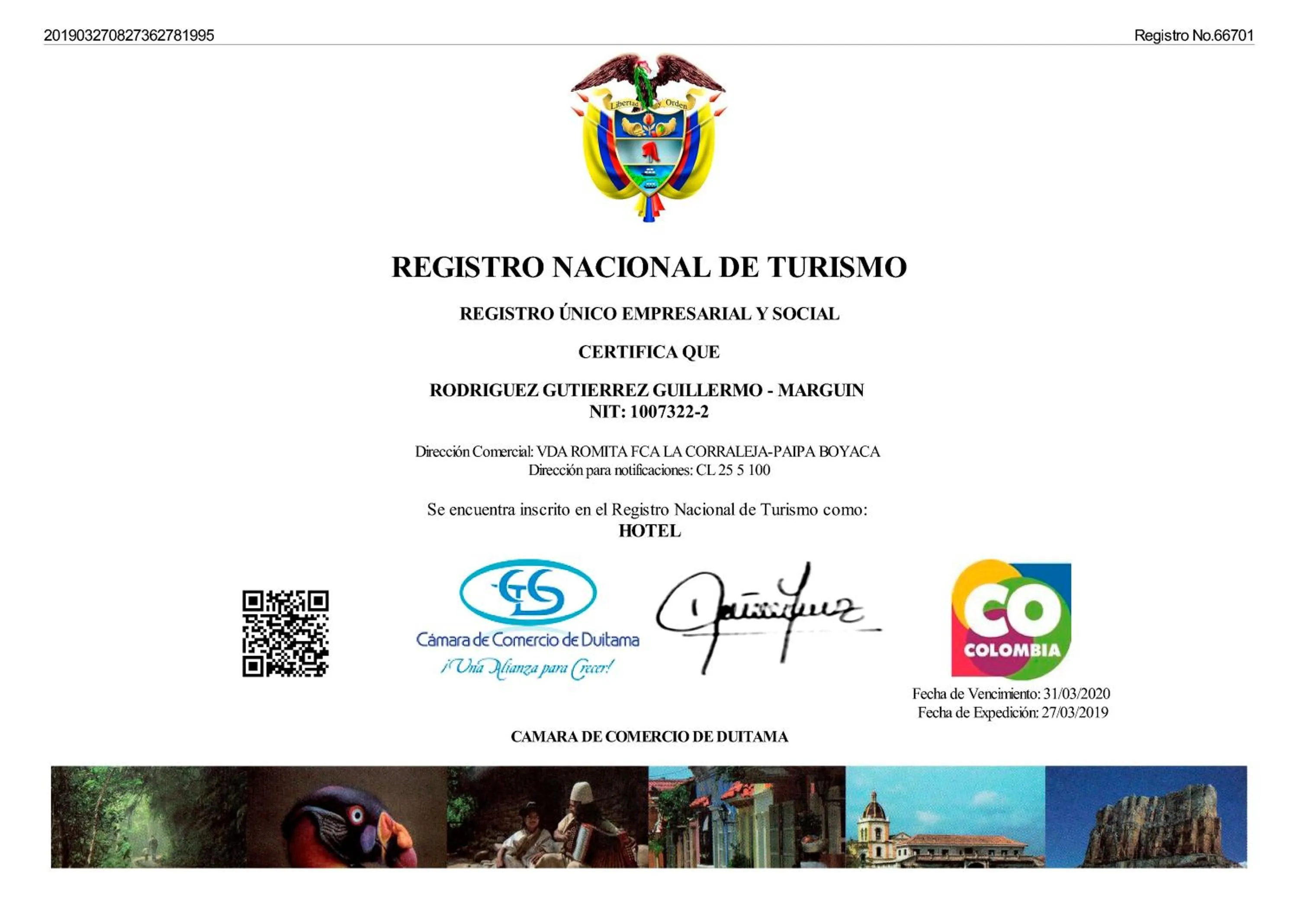 Logo/Certificate/Sign in Cabañas Campestres MaRGuin
