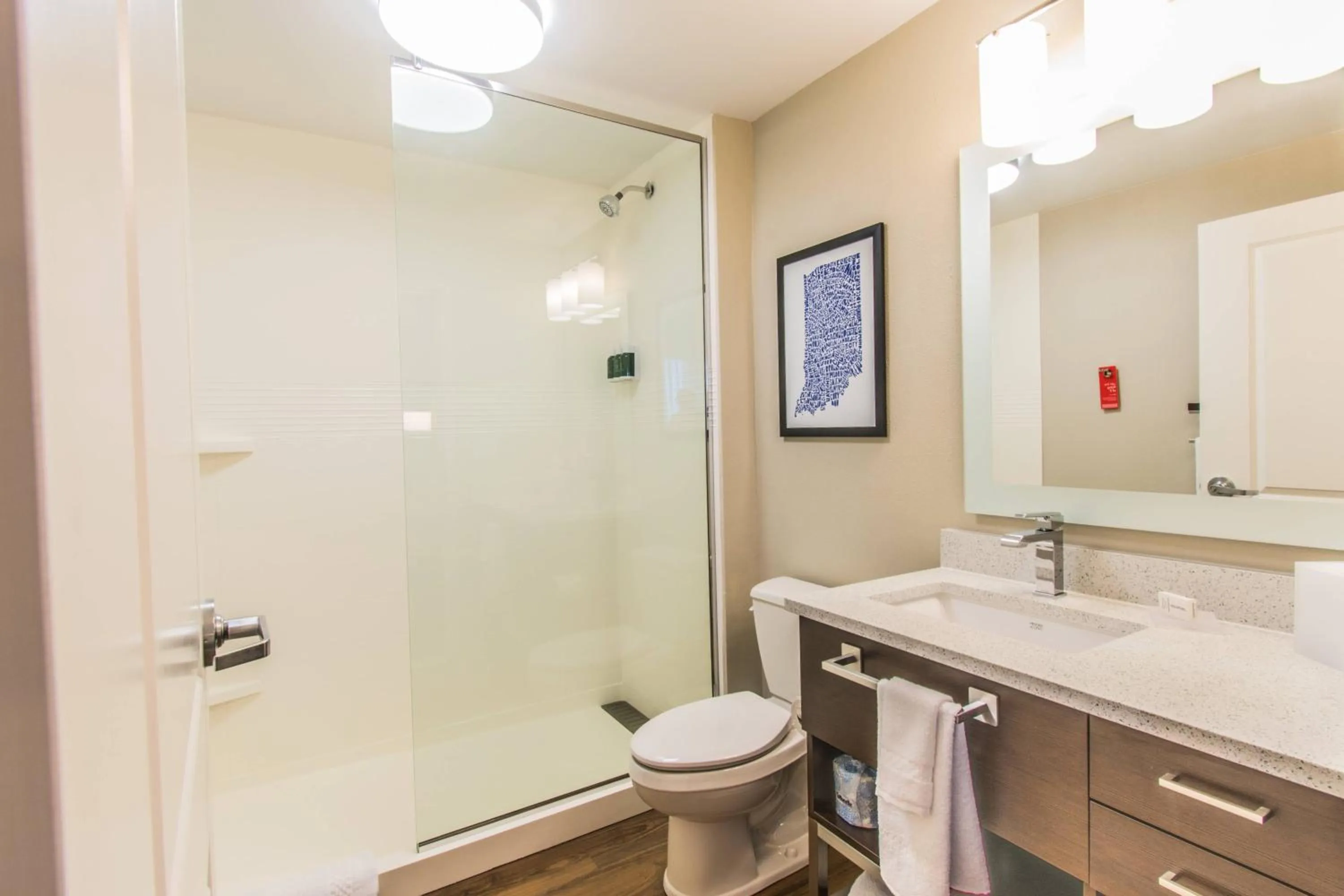 Bathroom in TownePlace Suites by Marriott Evansville Newburgh